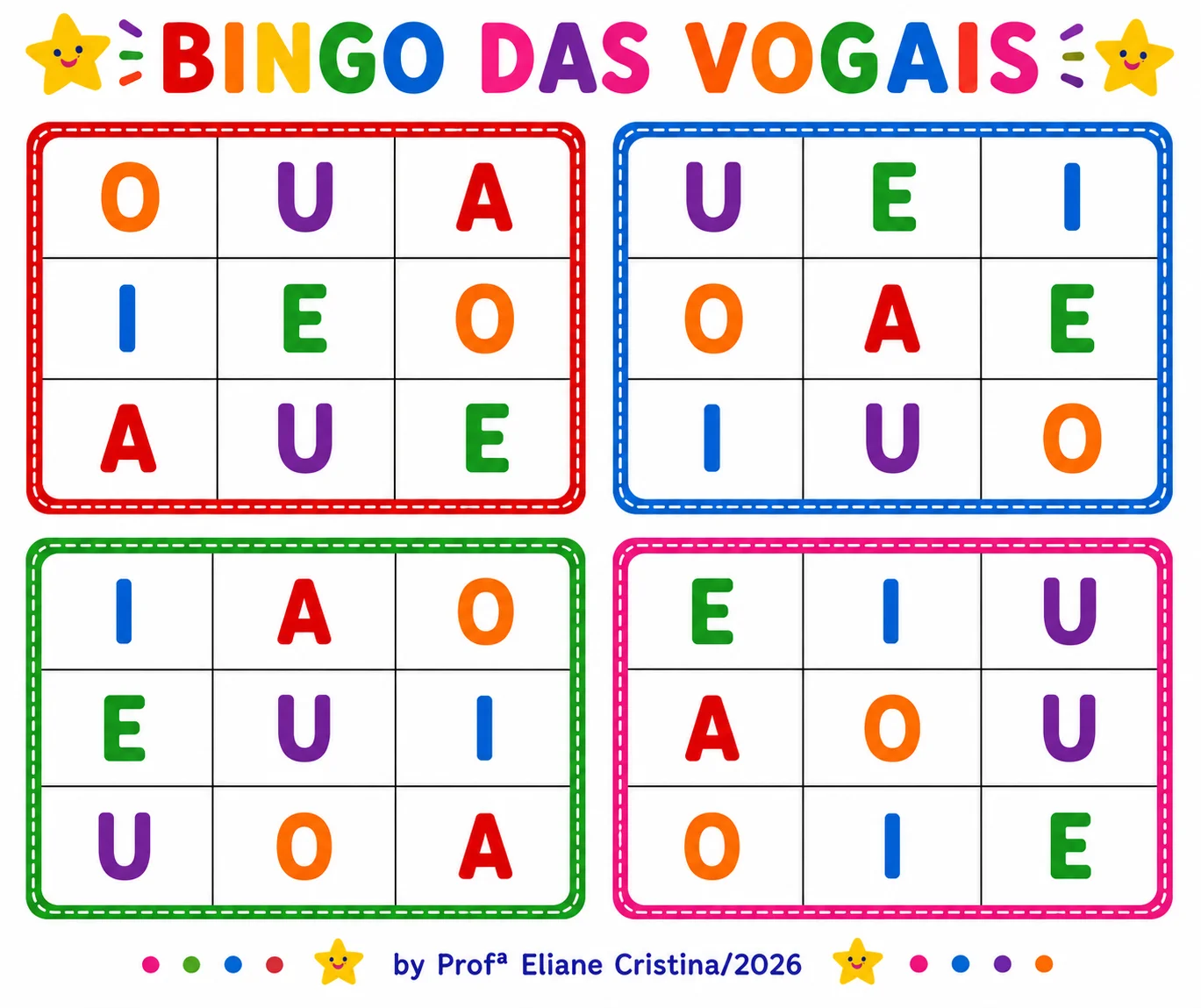 – BINGO DAS VOGAIS 🎲🔤 Título: 🌈 Bingo das Vogais – Atividade Lúdica para Educação Infantil PDF — amostra 4: – BINGO DAS…