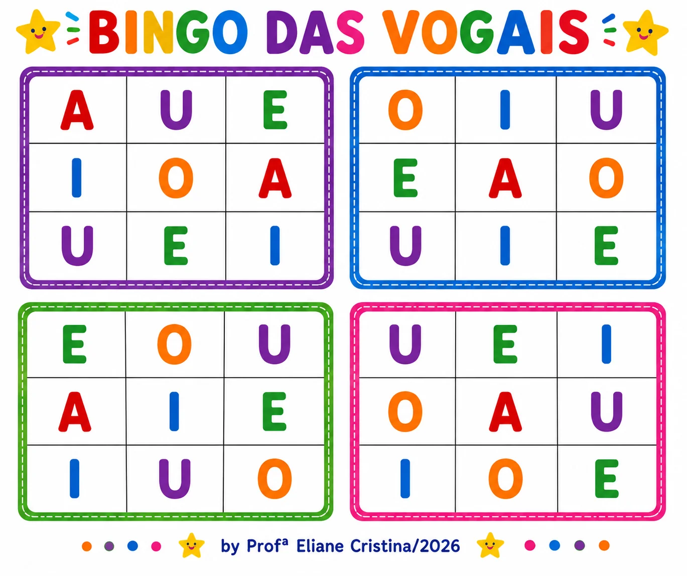 – BINGO DAS VOGAIS 🎲🔤 Título: 🌈 Bingo das Vogais – Atividade Lúdica para Educação Infantil PDF — amostra 5: – BINGO DAS…