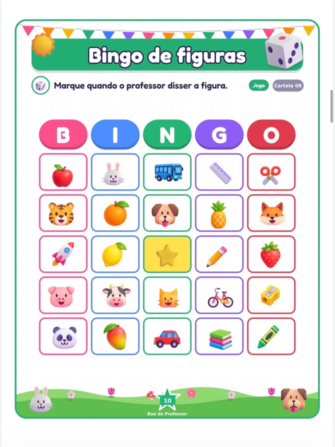 Bingo de Figuras para Imprimir — 20 Cartelas em PDF — amostra 2: Bingo de Figuras para imprimir: 20 cartelas diferentes e…