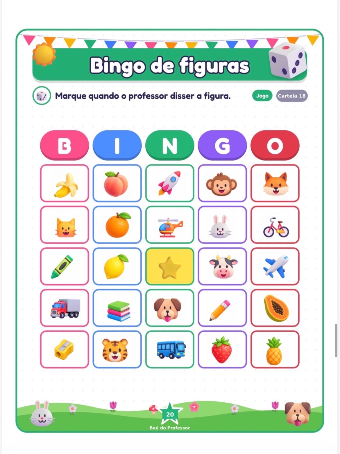 Bingo de Figuras para Imprimir — 20 Cartelas em PDF — amostra 3: Bingo de Figuras para imprimir: 20 cartelas diferentes e…