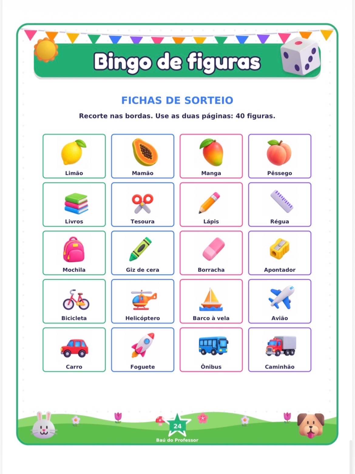 Bingo de Figuras para Imprimir — 20 Cartelas em PDF — amostra 5: Bingo de Figuras para imprimir: 20 cartelas diferentes e…