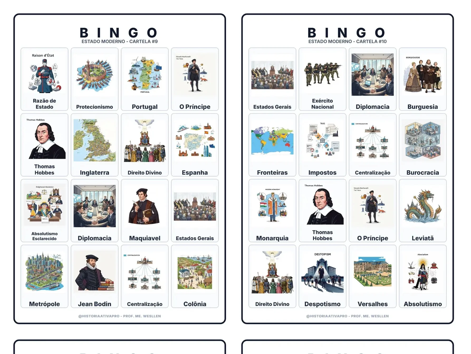 Bingo de História: A Formação do Estado Moderno e Monarquias Nacionais - 7º Ano e Ensino Médio — amostra 5: Jogo de Bingo…