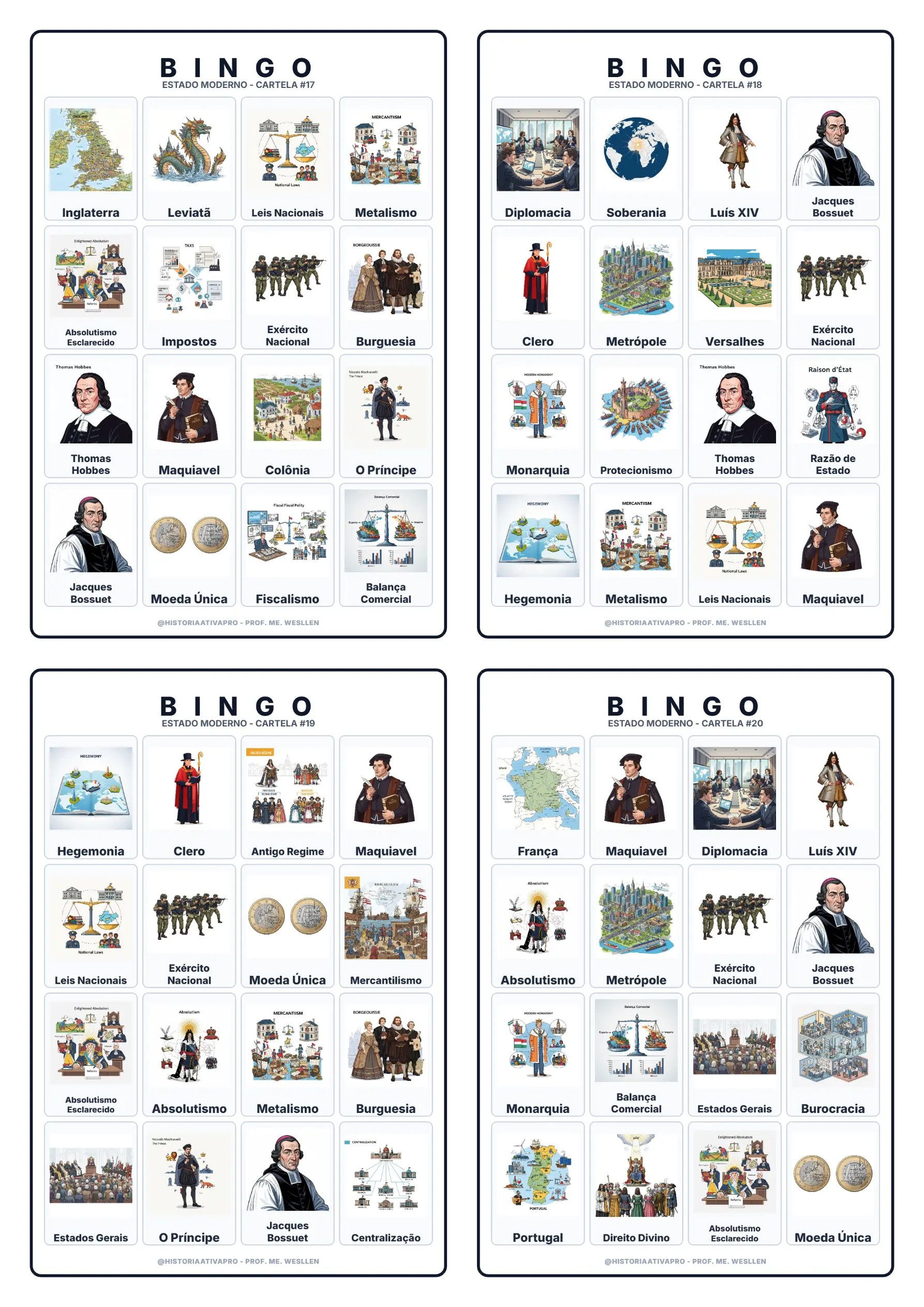 Bingo de História: A Formação do Estado Moderno e Monarquias Nacionais - 7º Ano e Ensino Médio — amostra 7: Jogo de Bingo…