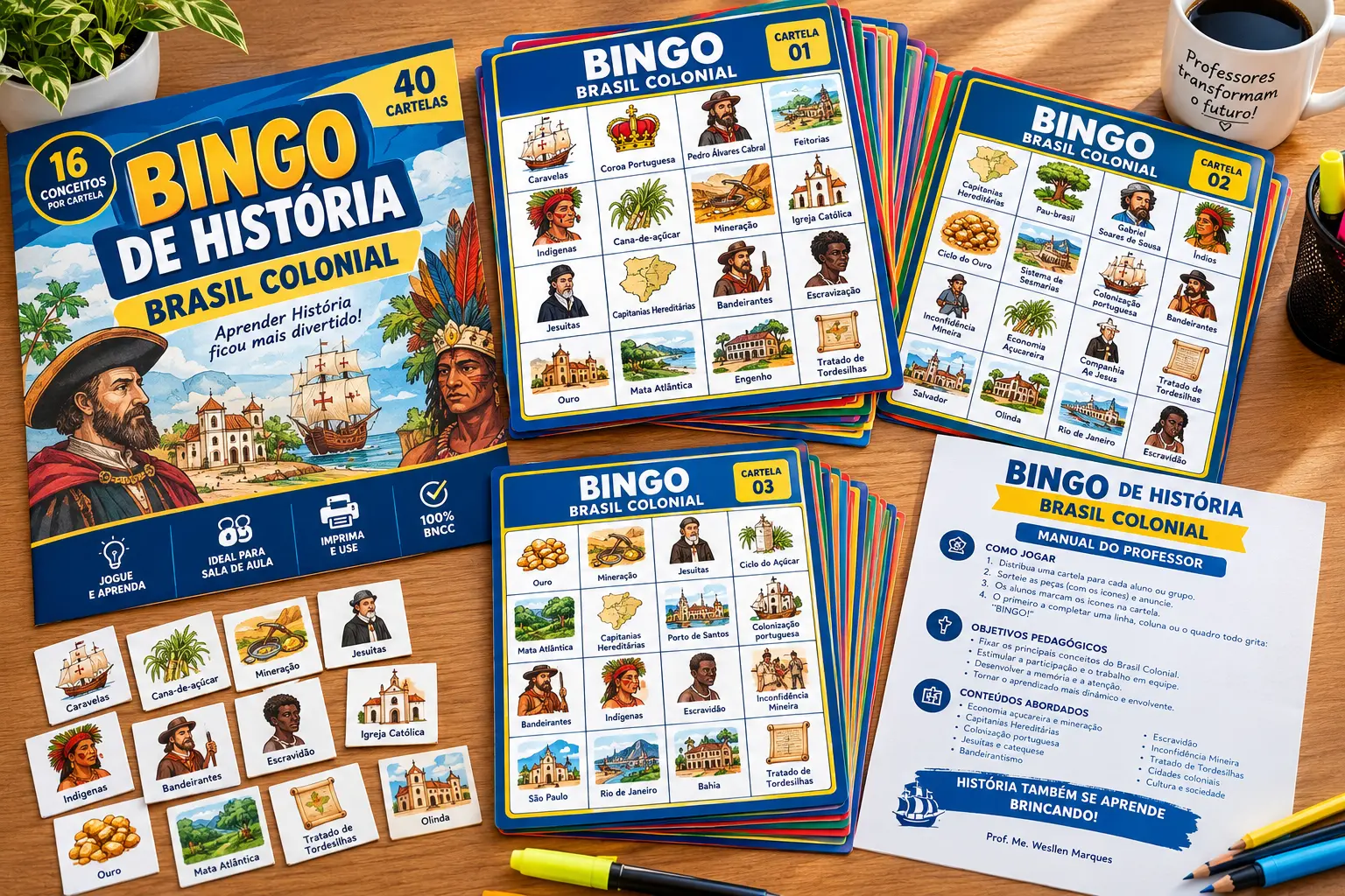 Bingo de História: Brasil Colonial - 7º Ano — capa do material