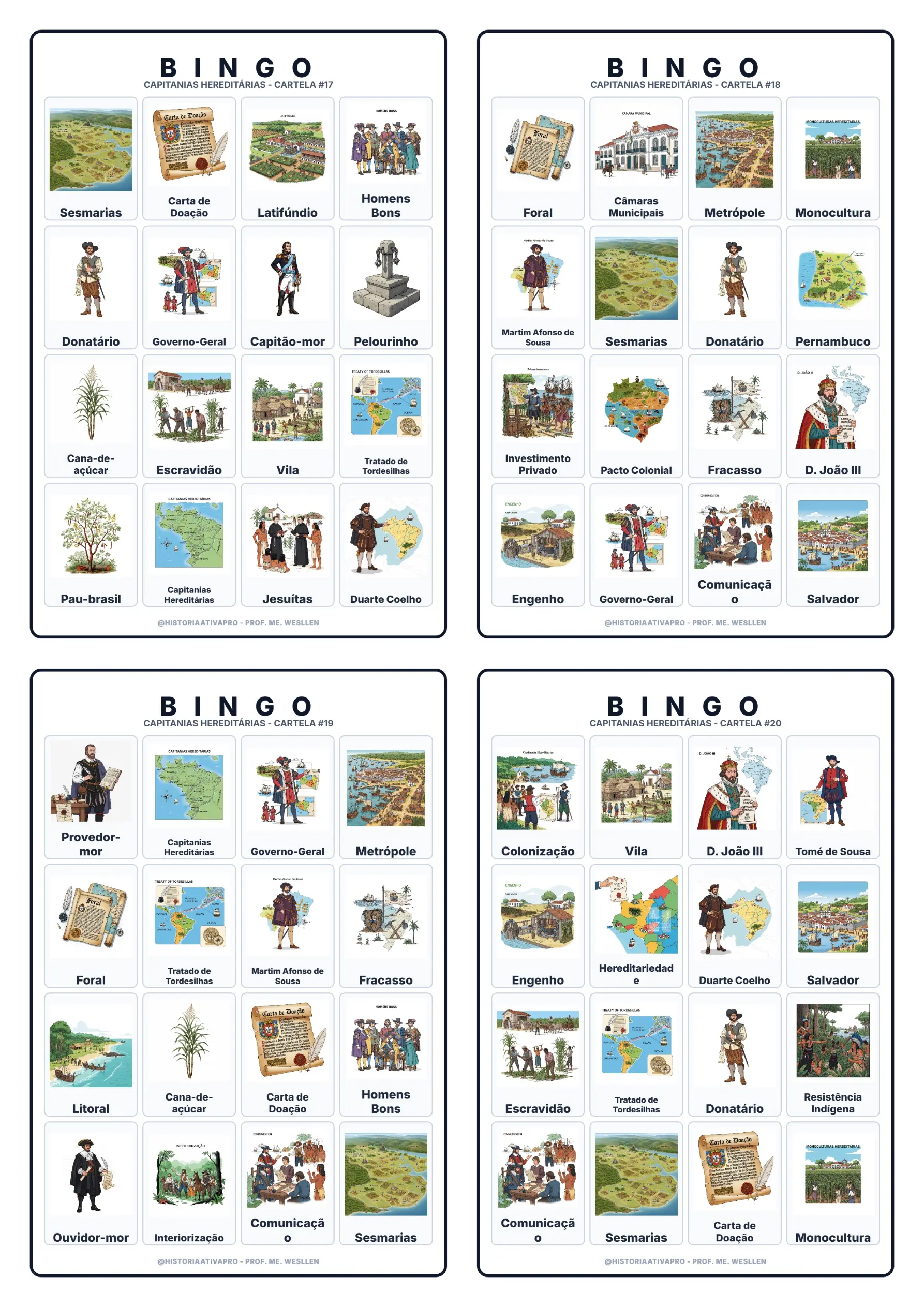 Bingo de História: Capitanias Hereditárias - 7º Ano — amostra 7: Jogo de Bingo sobre Capitanias Hereditárias e a…
