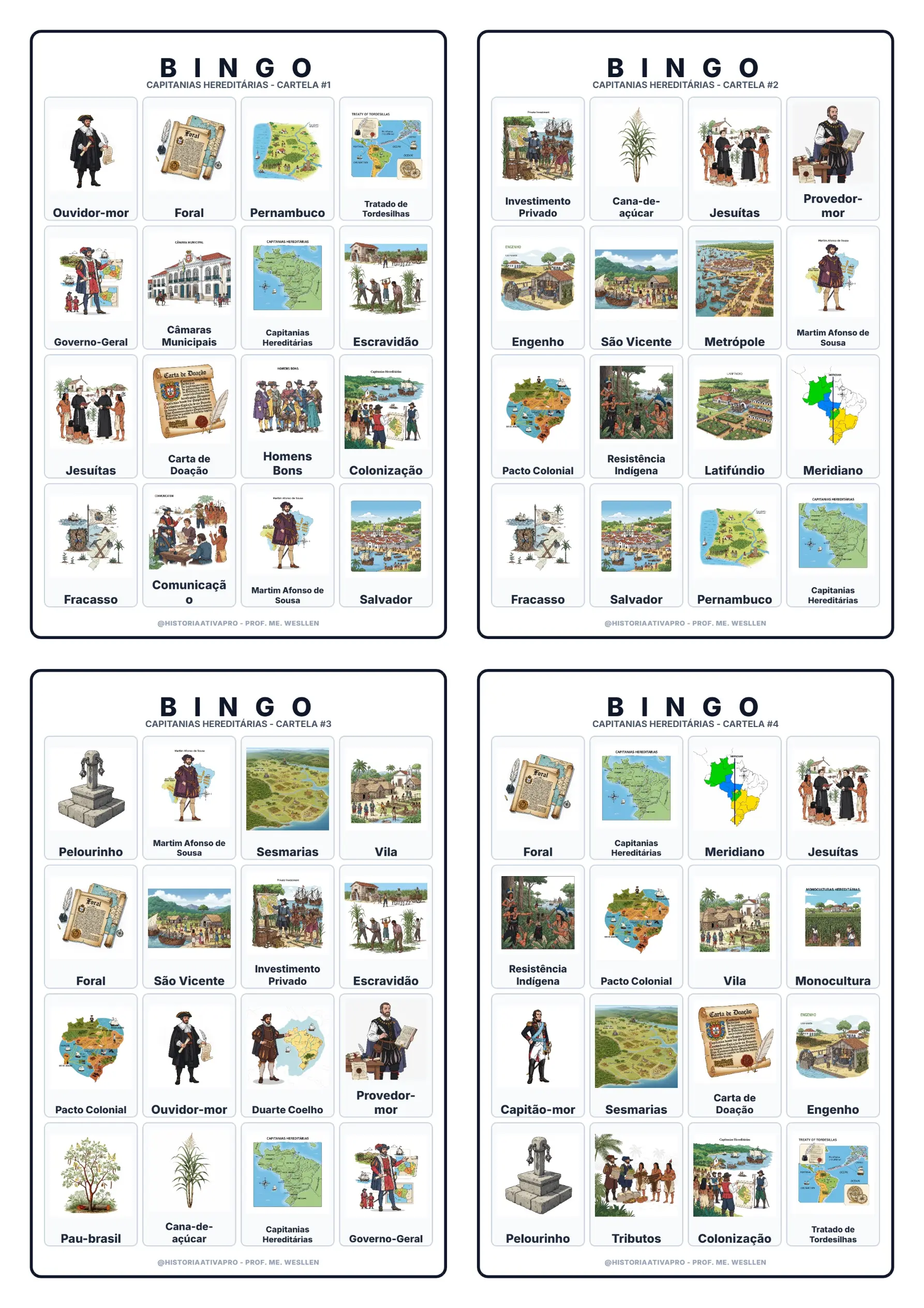 Bingo de História: Capitanias Hereditárias - 7º Ano — Jogos pedagógicos para Fundamental II (6º–9º): Jogo de Bingo sobre…