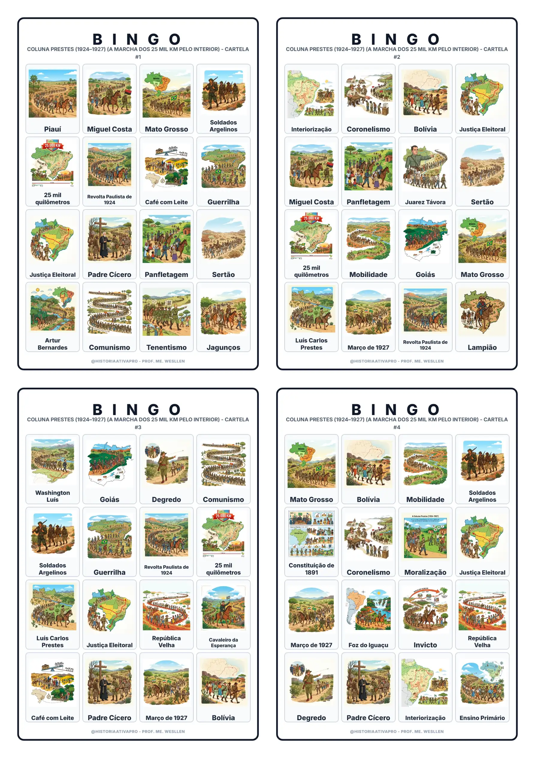 Bingo de História: Coluna Prestes - 9º Ano — capa do material