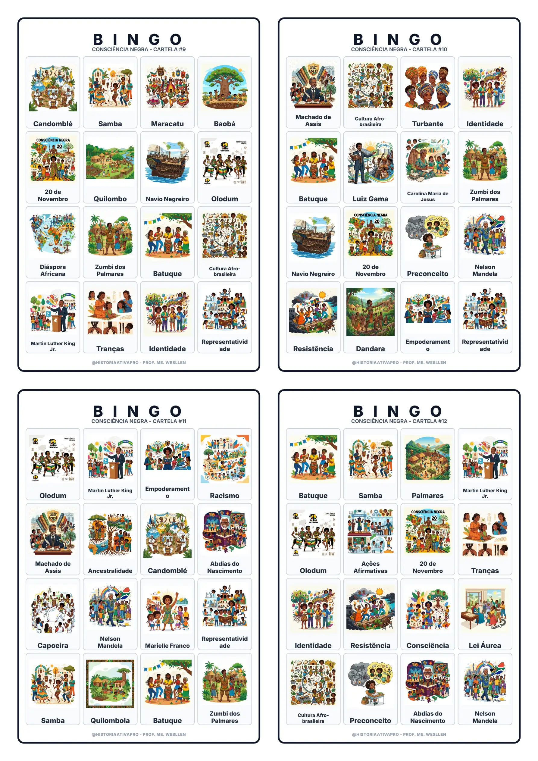 Bingo de História: Consciência Negra e Resistência — amostra 3: Jogo de Bingo sobre a Consciência Negra e a resistência…