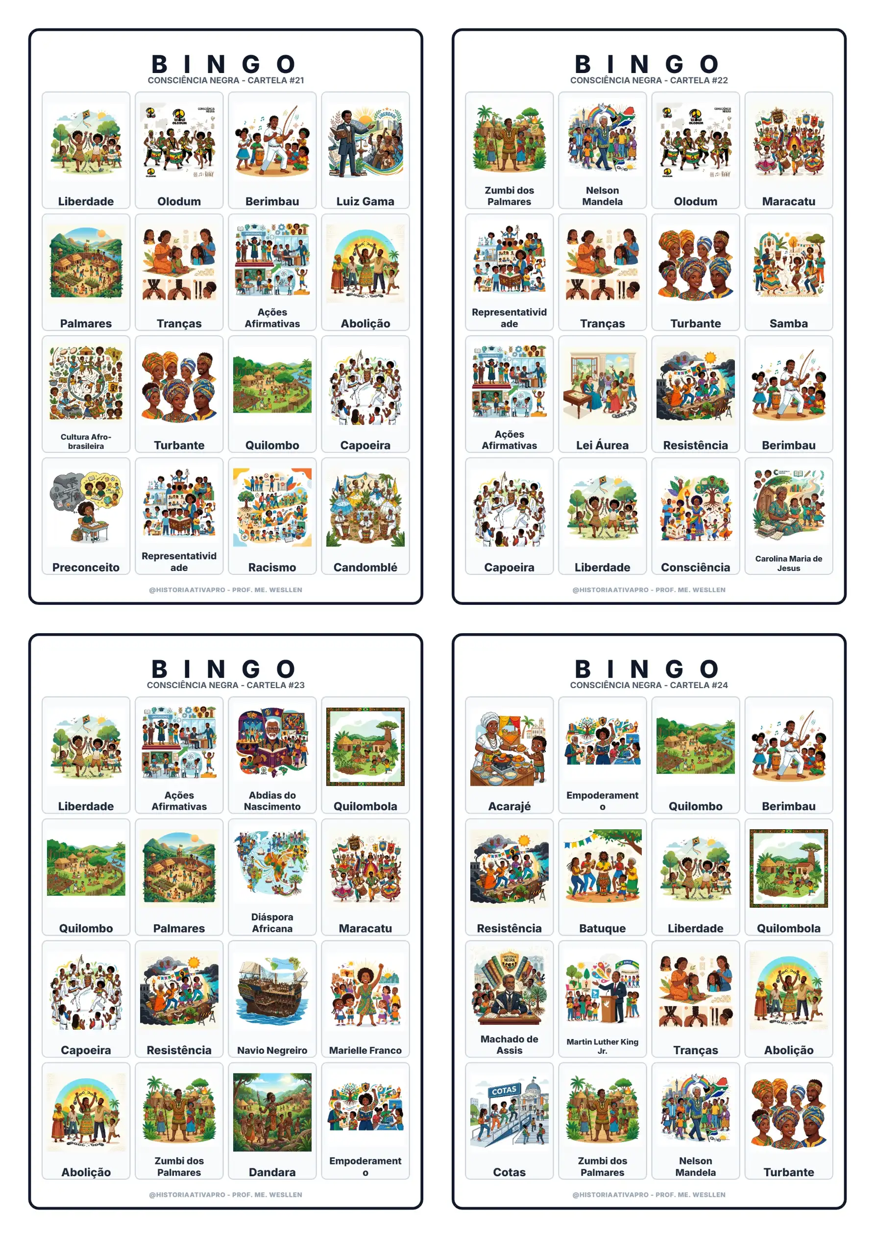 Bingo de História: Consciência Negra e Resistência — História para Fundamental II (6º–9º): Jogo de Bingo sobre a…