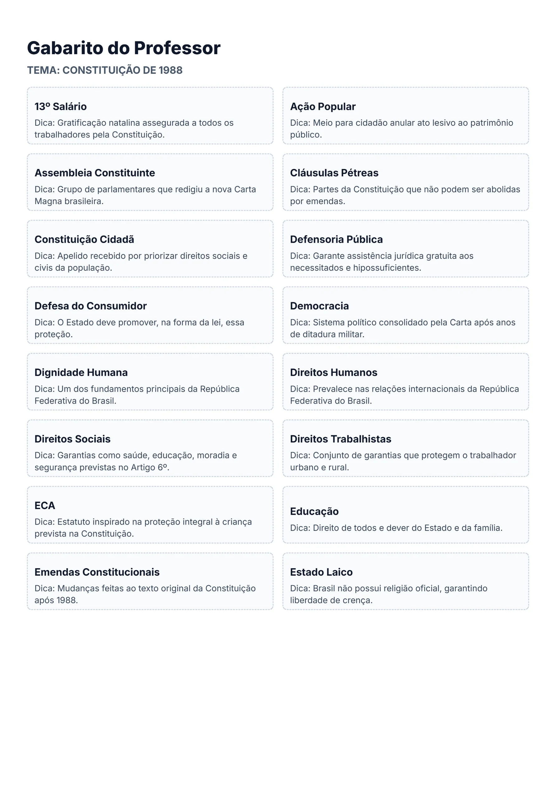 Bingo de História: Constituição de 1988 - 9º Ano — amostra 1: O que é o material? O Bingo de História: Constituição de 1988…
