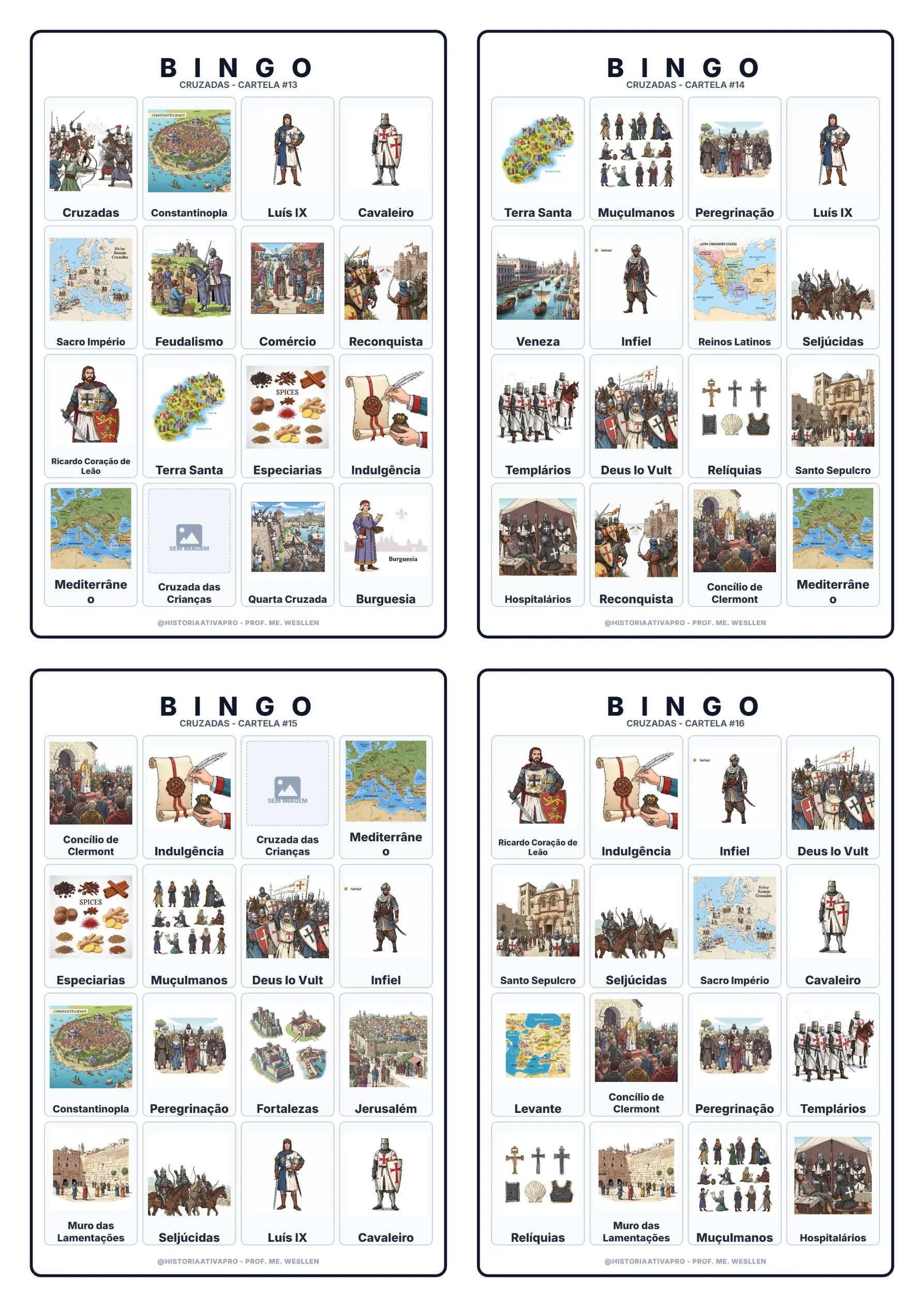 Bingo de História: Cruzadas e Idade Média - 7º Ano — Jogos pedagógicos para Fundamental II (6º–9º): Jogo de Bingo sobre as…