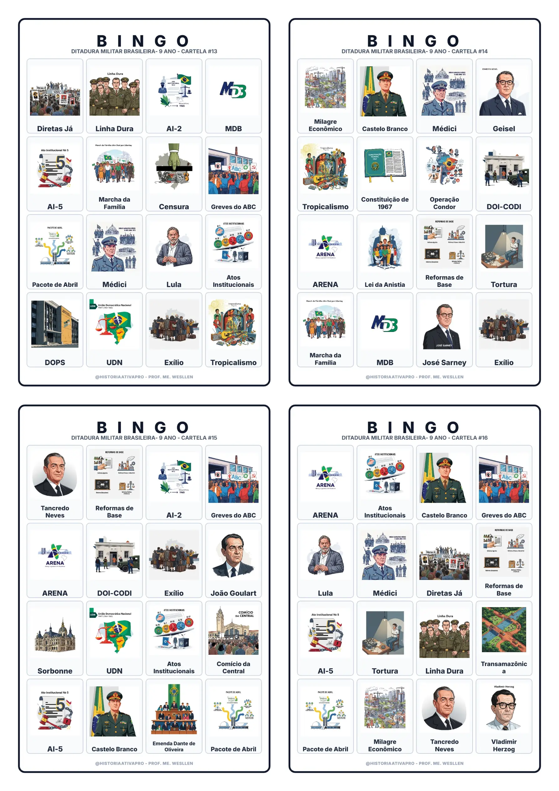 Bingo de História: Ditadura Civil-Militar - 9º Ano — amostra 6: Jogo de Bingo sobre a Ditadura Civil-Militar no Brasil… Bingo de História: Ditadura Civil-Militar - 9º Ano — amostra 6: Jogo de Bingo sobre a Ditadura Civil-Militar no Brasil…
