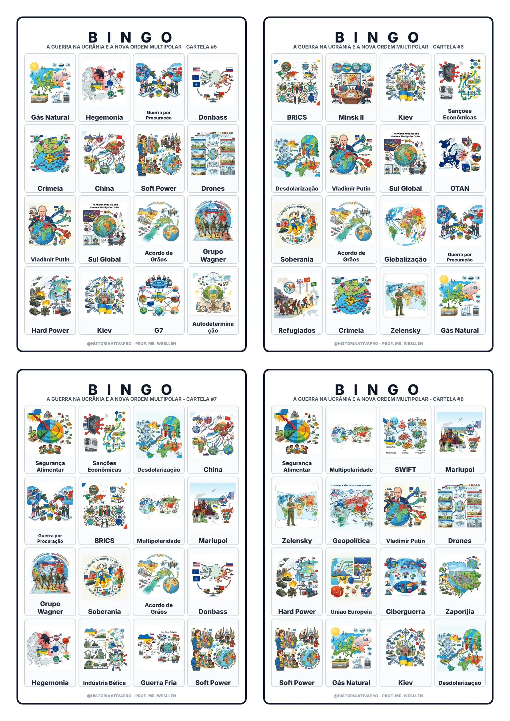Bingo de História e Geopolítica: A Guerra na Ucrânia e a Nova Ordem Multipolar - 9º Ano e Ensino Médio — amostra 4: Jogo de… Bingo de História e Geopolítica: A Guerra na Ucrânia e a Nova Ordem Multipolar - 9º Ano e Ensino Médio — amostra 4: Jogo de…