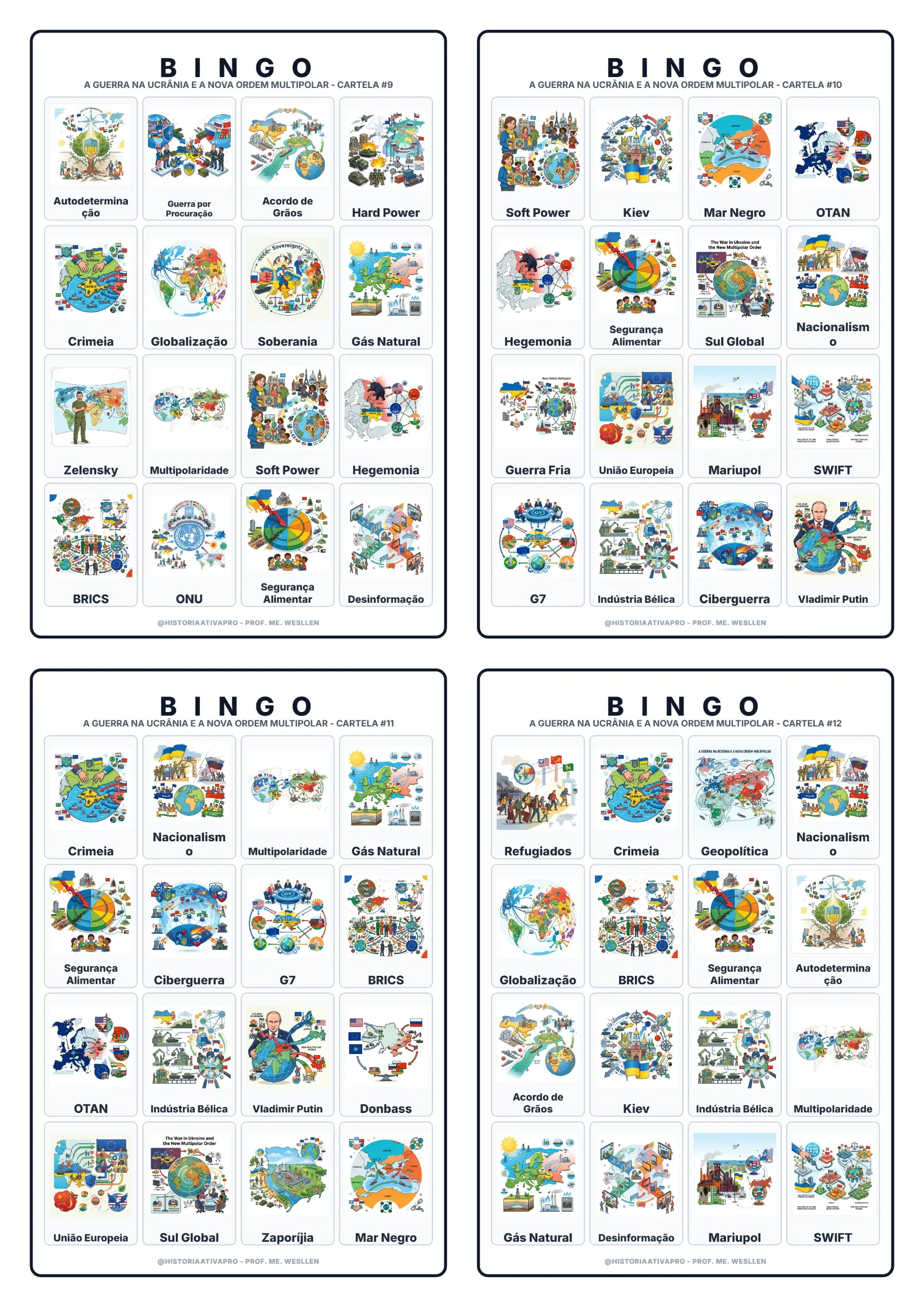 Bingo de História e Geopolítica: A Guerra na Ucrânia e a Nova Ordem Multipolar - 9º Ano e Ensino Médio — amostra 5: Jogo de… Bingo de História e Geopolítica: A Guerra na Ucrânia e a Nova Ordem Multipolar - 9º Ano e Ensino Médio — amostra 5: Jogo de…