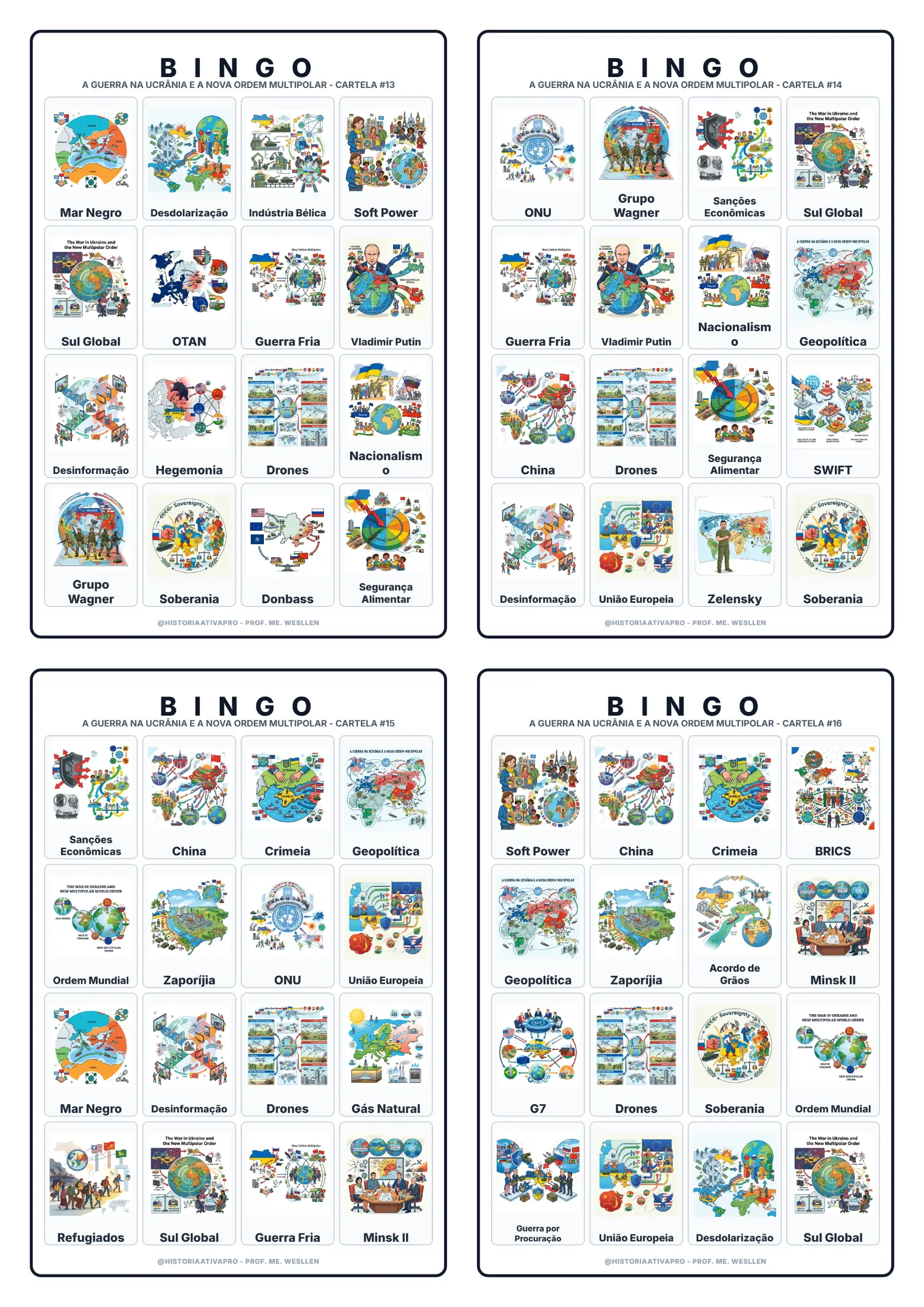 Bingo de História e Geopolítica: A Guerra na Ucrânia e a Nova Ordem Multipolar - 9º Ano e Ensino Médio — amostra 6: Jogo de… Bingo de História e Geopolítica: A Guerra na Ucrânia e a Nova Ordem Multipolar - 9º Ano e Ensino Médio — amostra 6: Jogo de…