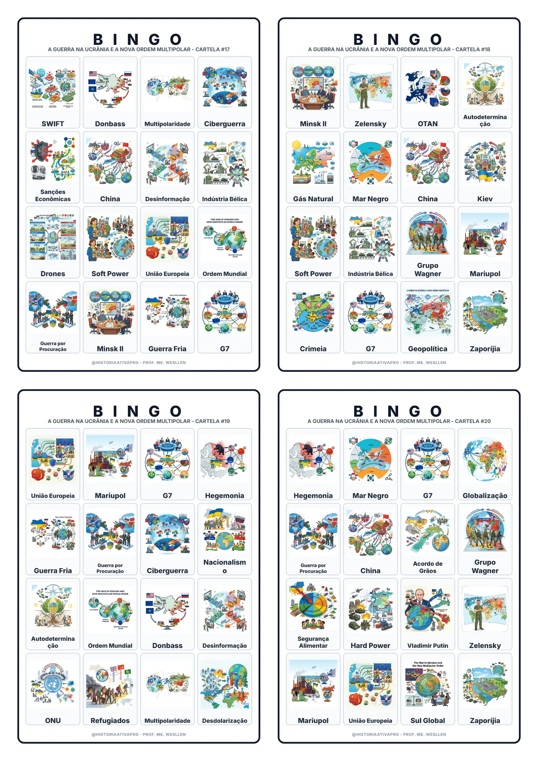 Bingo de História e Geopolítica: A Guerra na Ucrânia e a Nova Ordem Multipolar - 9º Ano e Ensino Médio — amostra 7: Jogo de… Bingo de História e Geopolítica: A Guerra na Ucrânia e a Nova Ordem Multipolar - 9º Ano e Ensino Médio — amostra 7: Jogo de…