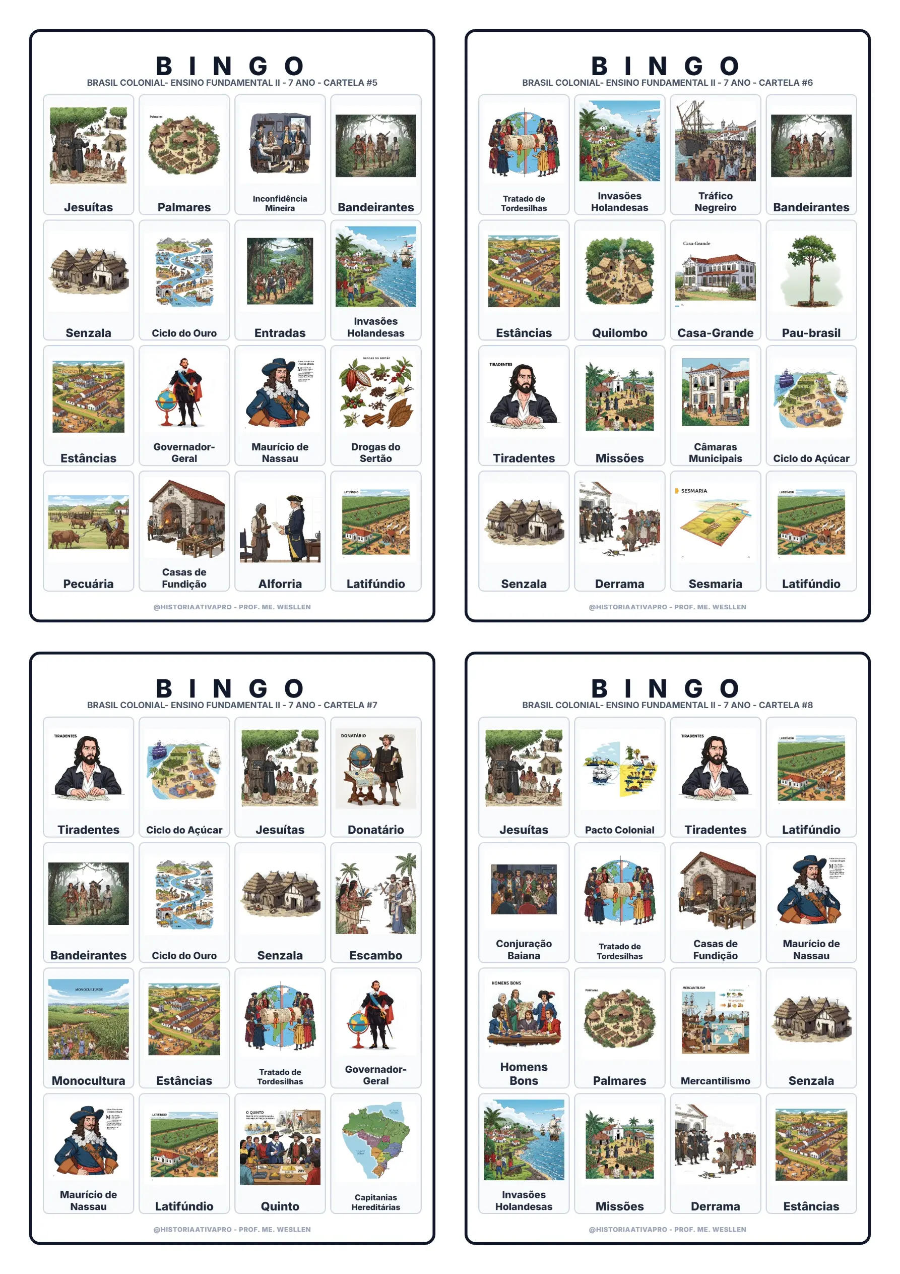 Bingo de História: Economia Açucareira - 7º Ano — amostra 4: Jogo de Bingo sobre a Economia Açucareira e os Engenhos no…