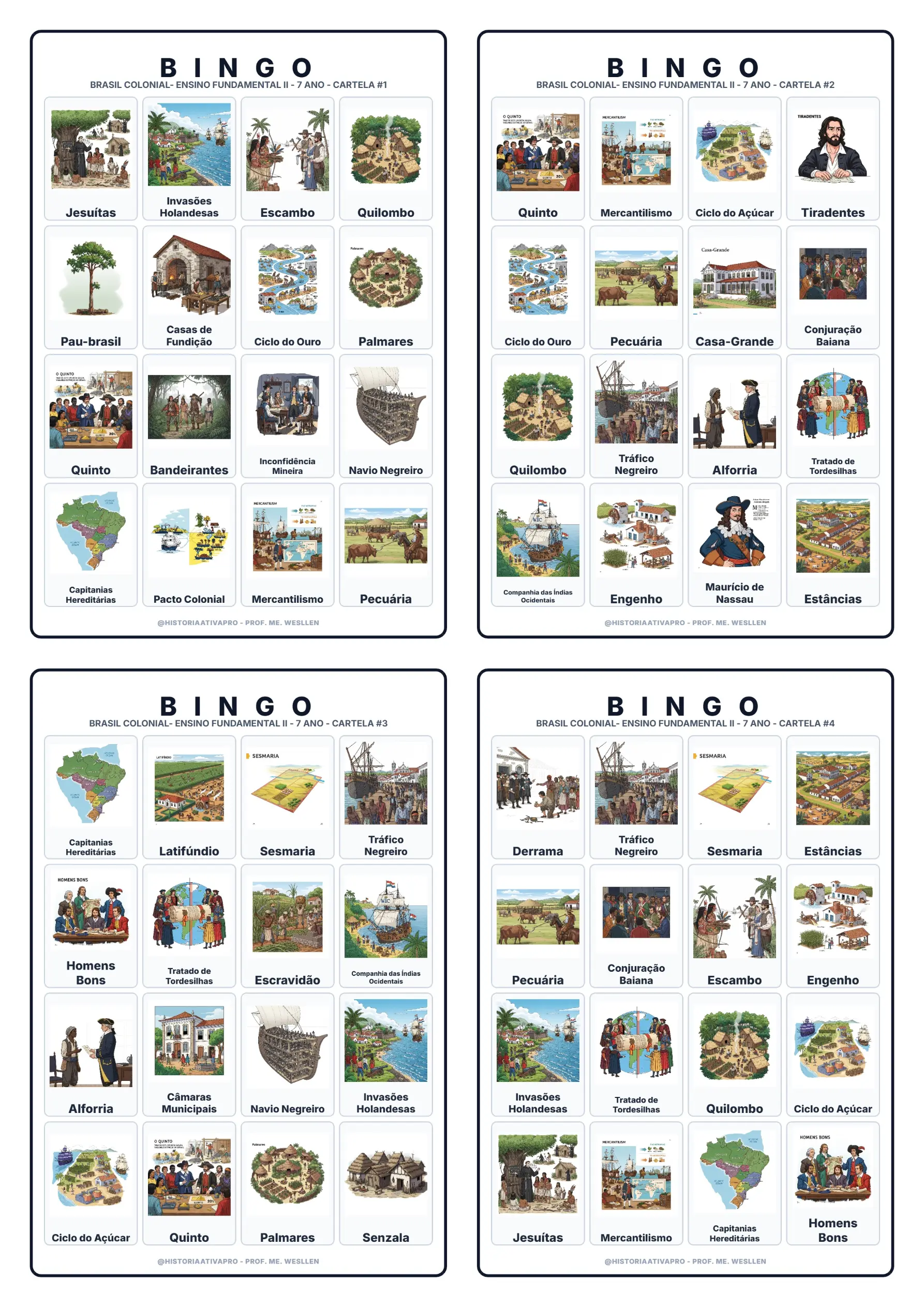 Bingo de História: Economia Açucareira - 7º Ano — capa do material