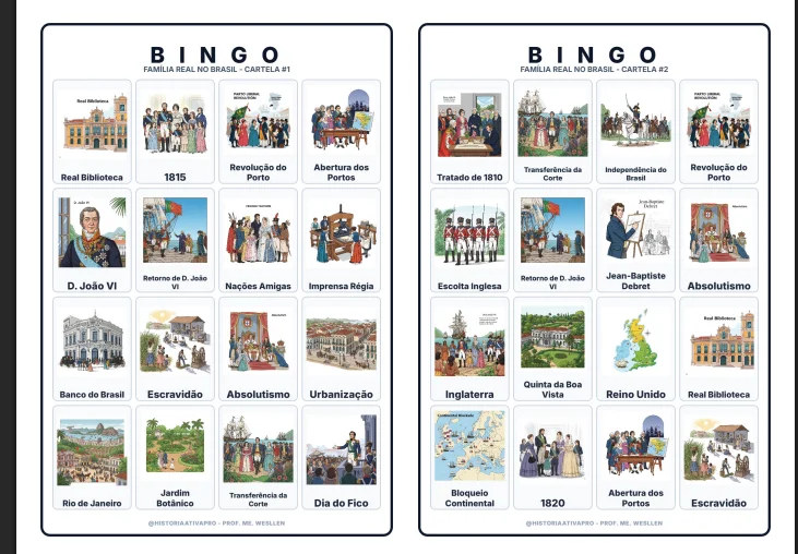 Bingo de História: Família Real no Brasil - 8º Ano — capa do material