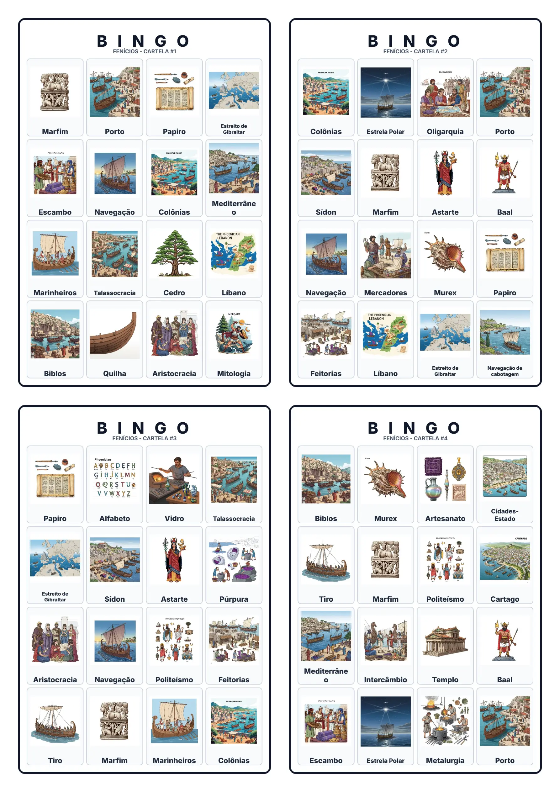 Bingo de História: Fenícios e o Alfabeto - 6º Ano — capa do material