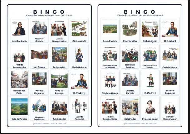 Bingo de História: Formação do Império - 8º Ano — amostra 1: O que é o material? O Bingo de História: Formação do Império… Bingo de História: Formação do Império - 8º Ano — amostra 1: O que é o material? O Bingo de História: Formação do Império…