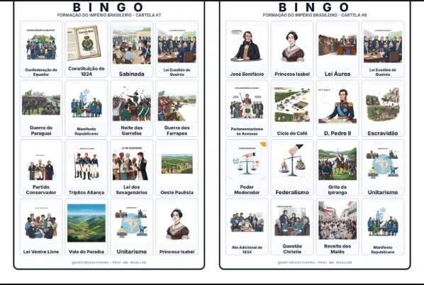 Bingo de História: Formação do Império - 8º Ano — amostra 5: Jogo de Bingo sobre a Formação do Império Brasileiro (1822–1831) Bingo de História: Formação do Império - 8º Ano — amostra 5: Jogo de Bingo sobre a Formação do Império Brasileiro (1822–1831)