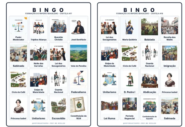 Bingo de História: Formação do Império - 8º Ano — capa do material