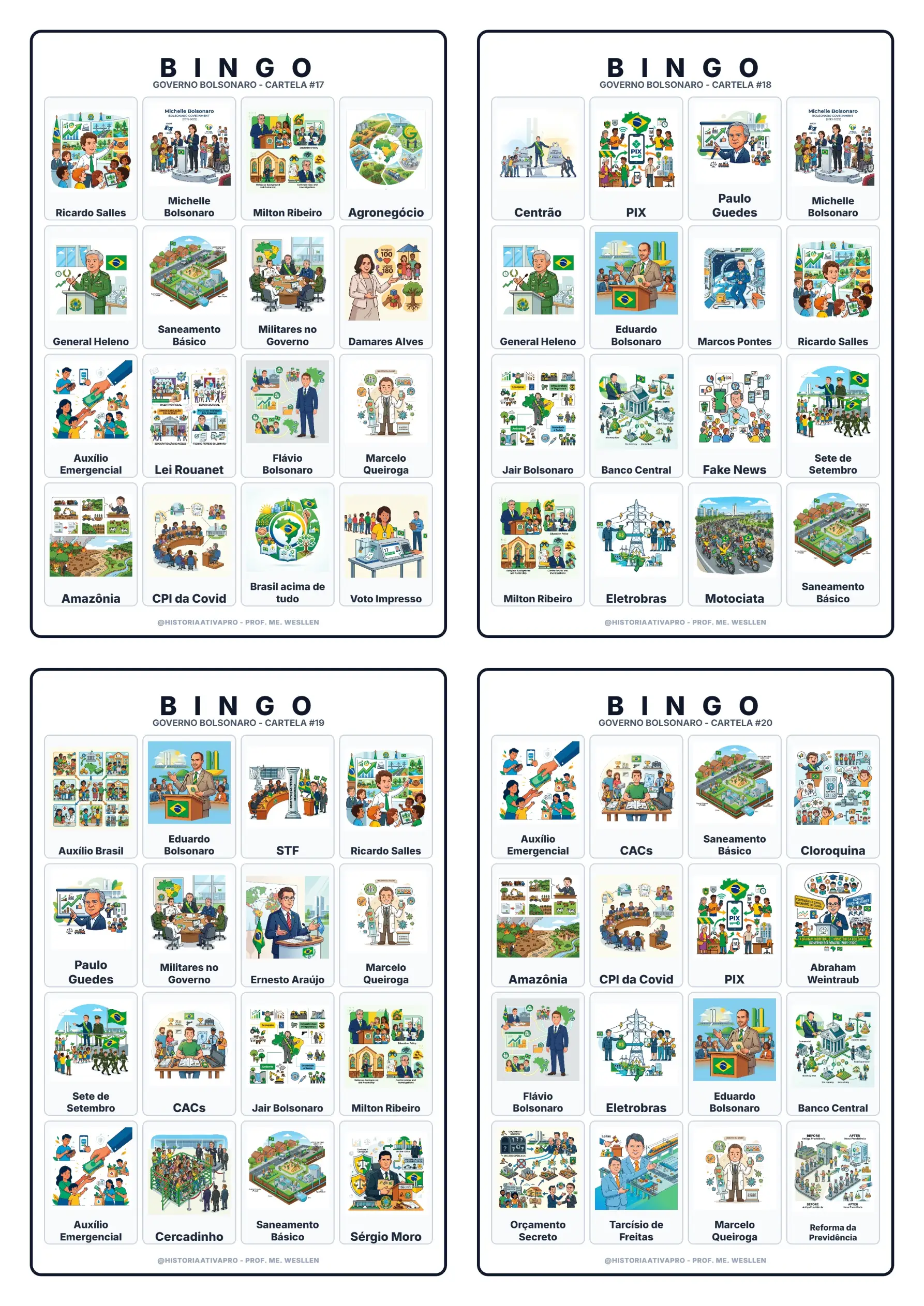 Bingo de História: Governo Bolsonaro - 9º Ano — Jogos pedagógicos para Fundamental II (6º–9º): Jogo de Bingo sobre o…