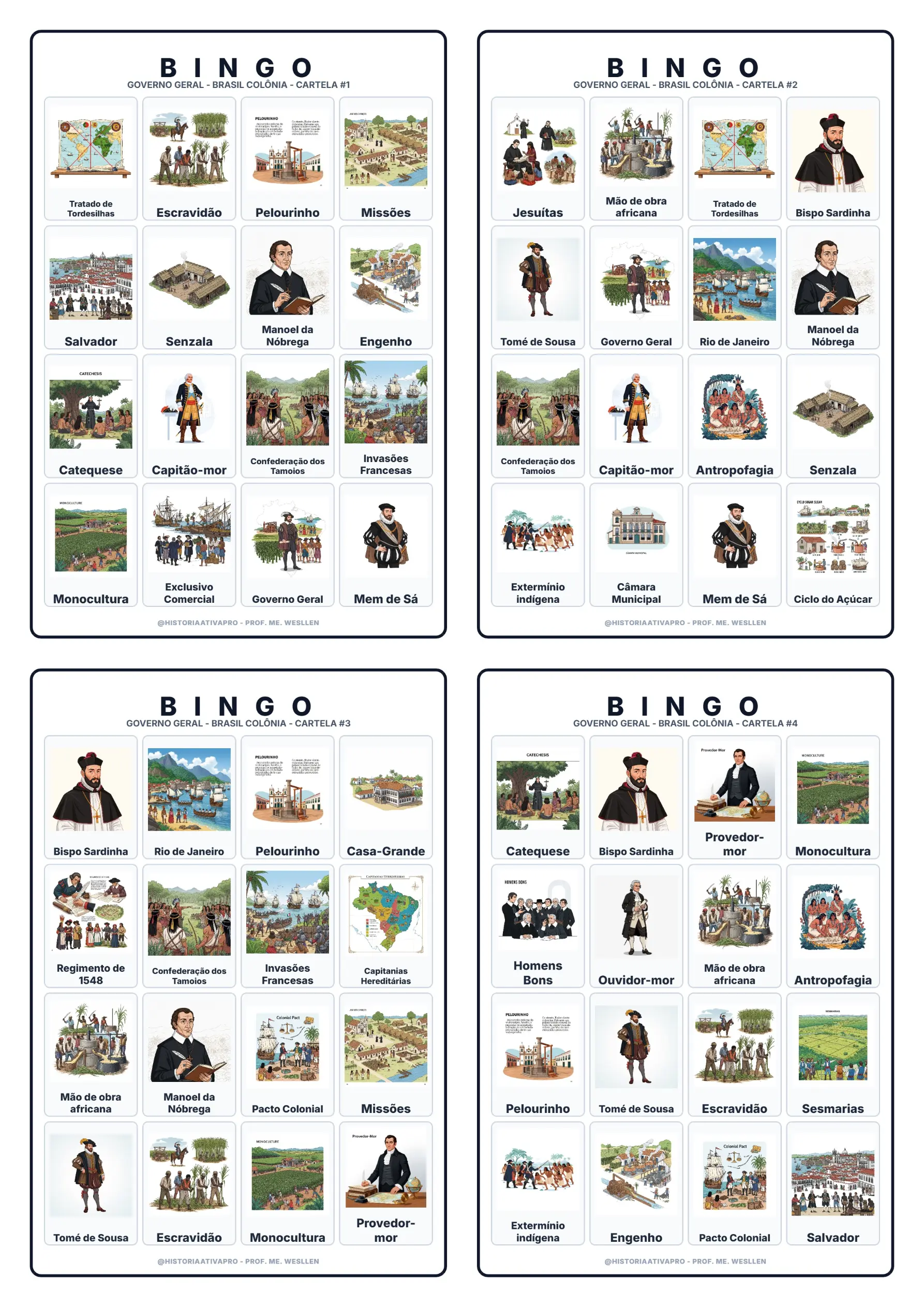 Bingo de História: Governo-Geral no Brasil - 7º Ano — Jogos pedagógicos para Fundamental II (6º–9º): Jogo de Bingo sobre o…