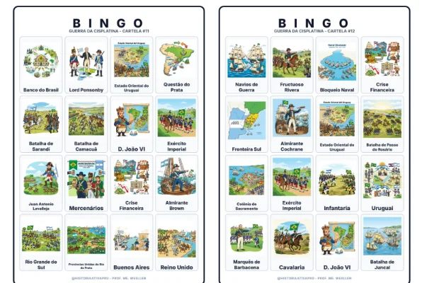 Bingo de História: Guerra da Cisplatina - 8º Ano — amostra 1: O que é o material? O Bingo de História: Guerra da Cisplatina… Bingo de História: Guerra da Cisplatina - 8º Ano — amostra 1: O que é o material? O Bingo de História: Guerra da Cisplatina…