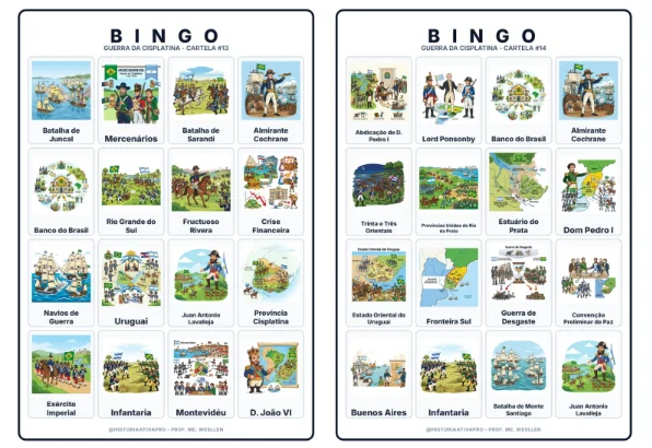 Bingo de História: Guerra da Cisplatina - 8º Ano — amostra 2: Jogo de Bingo sobre a Guerra da Cisplatina (1825–1828) Bingo de História: Guerra da Cisplatina - 8º Ano — amostra 2: Jogo de Bingo sobre a Guerra da Cisplatina (1825–1828)