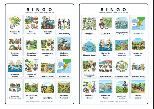 Bingo de História: Guerra da Cisplatina - 8º Ano — amostra 3: Jogo de Bingo sobre a Guerra da Cisplatina (1825–1828) Bingo de História: Guerra da Cisplatina - 8º Ano — amostra 3: Jogo de Bingo sobre a Guerra da Cisplatina (1825–1828)