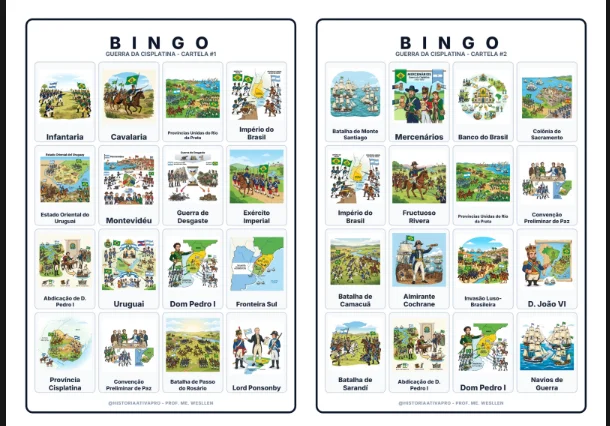 Bingo de História: Guerra da Cisplatina - 8º Ano — amostra 5: Jogo de Bingo sobre a Guerra da Cisplatina (1825–1828) Bingo de História: Guerra da Cisplatina - 8º Ano — amostra 5: Jogo de Bingo sobre a Guerra da Cisplatina (1825–1828)