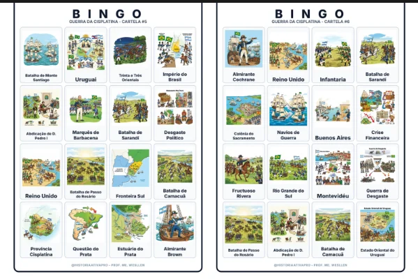 Bingo de História: Guerra da Cisplatina - 8º Ano — amostra 7: Jogo de Bingo sobre a Guerra da Cisplatina (1825–1828) Bingo de História: Guerra da Cisplatina - 8º Ano — amostra 7: Jogo de Bingo sobre a Guerra da Cisplatina (1825–1828)