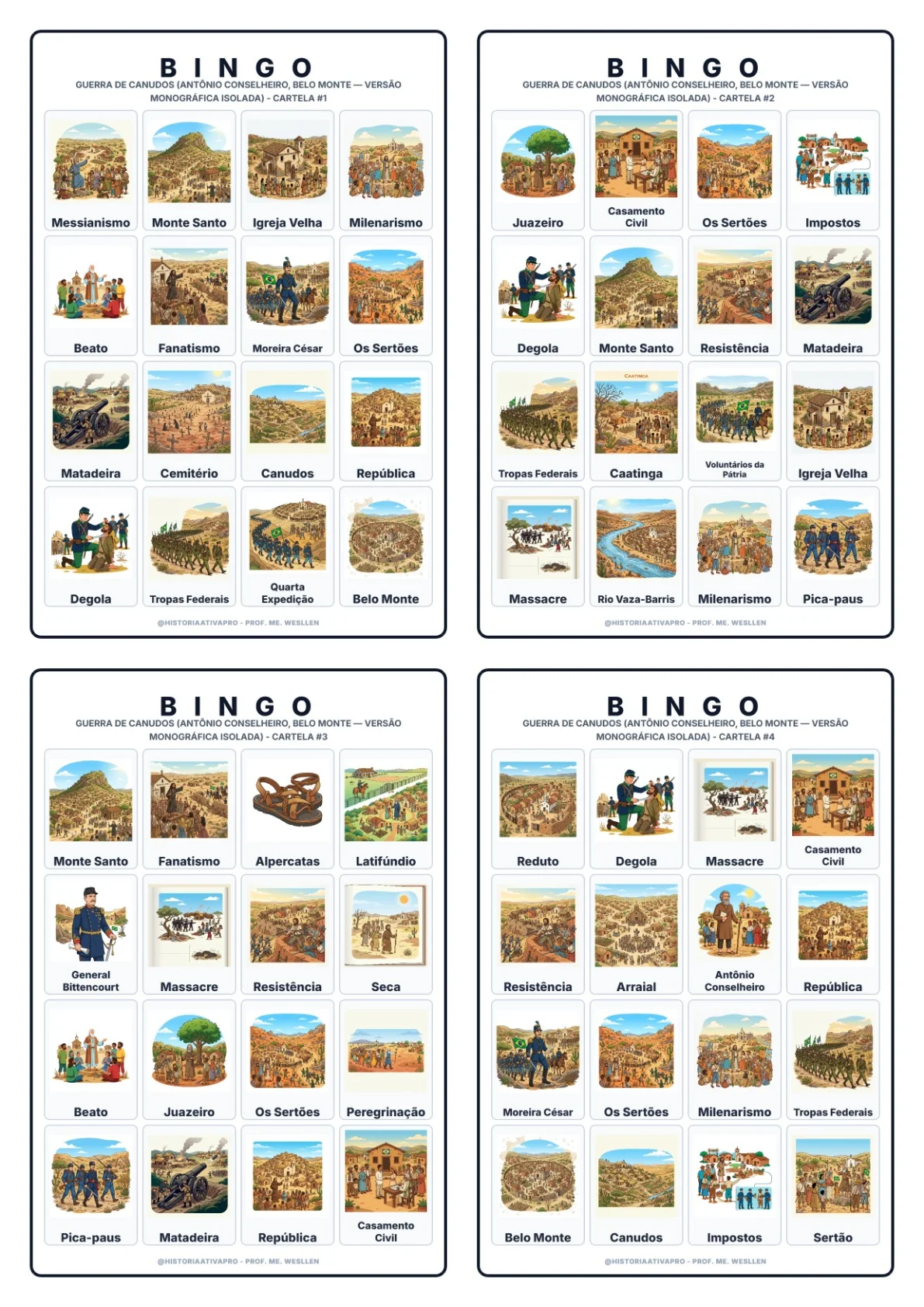 Bingo de História: Guerra de Canudos - 9º Ano — capa do material