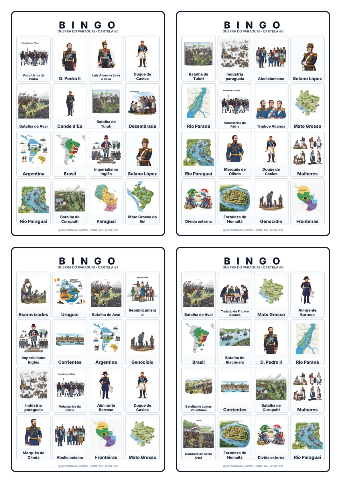 Bingo de História: Guerra do Paraguai - 8º Ano — amostra 2: O que vem dentro? Bingo de História: Guerra do Paraguai - 8º Ano — amostra 2: O que vem dentro?