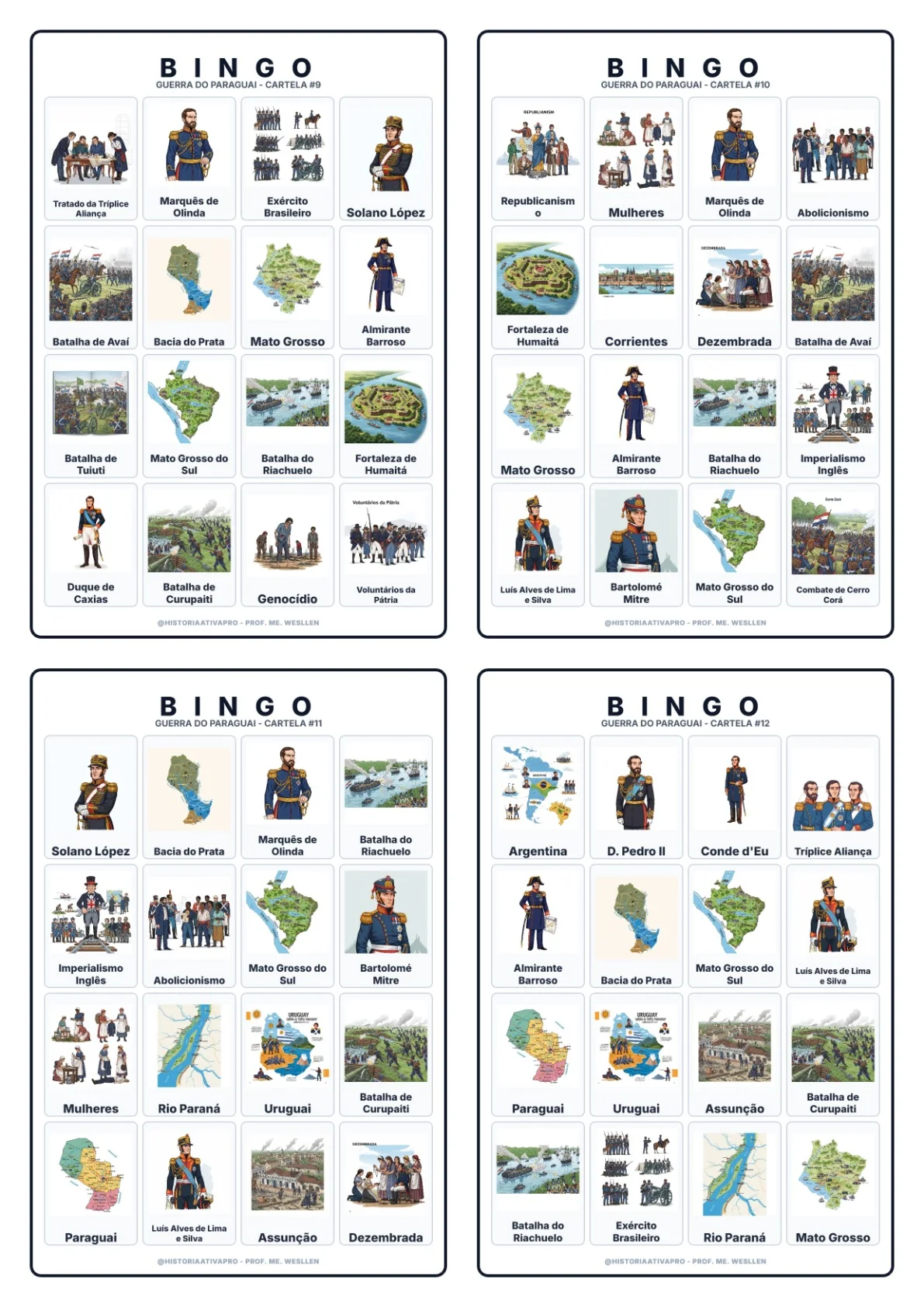 Bingo de História: Guerra do Paraguai - 8º Ano — amostra 3: Jogo de Bingo sobre a Guerra do Paraguai (1864–1870) e a… Bingo de História: Guerra do Paraguai - 8º Ano — amostra 3: Jogo de Bingo sobre a Guerra do Paraguai (1864–1870) e a…