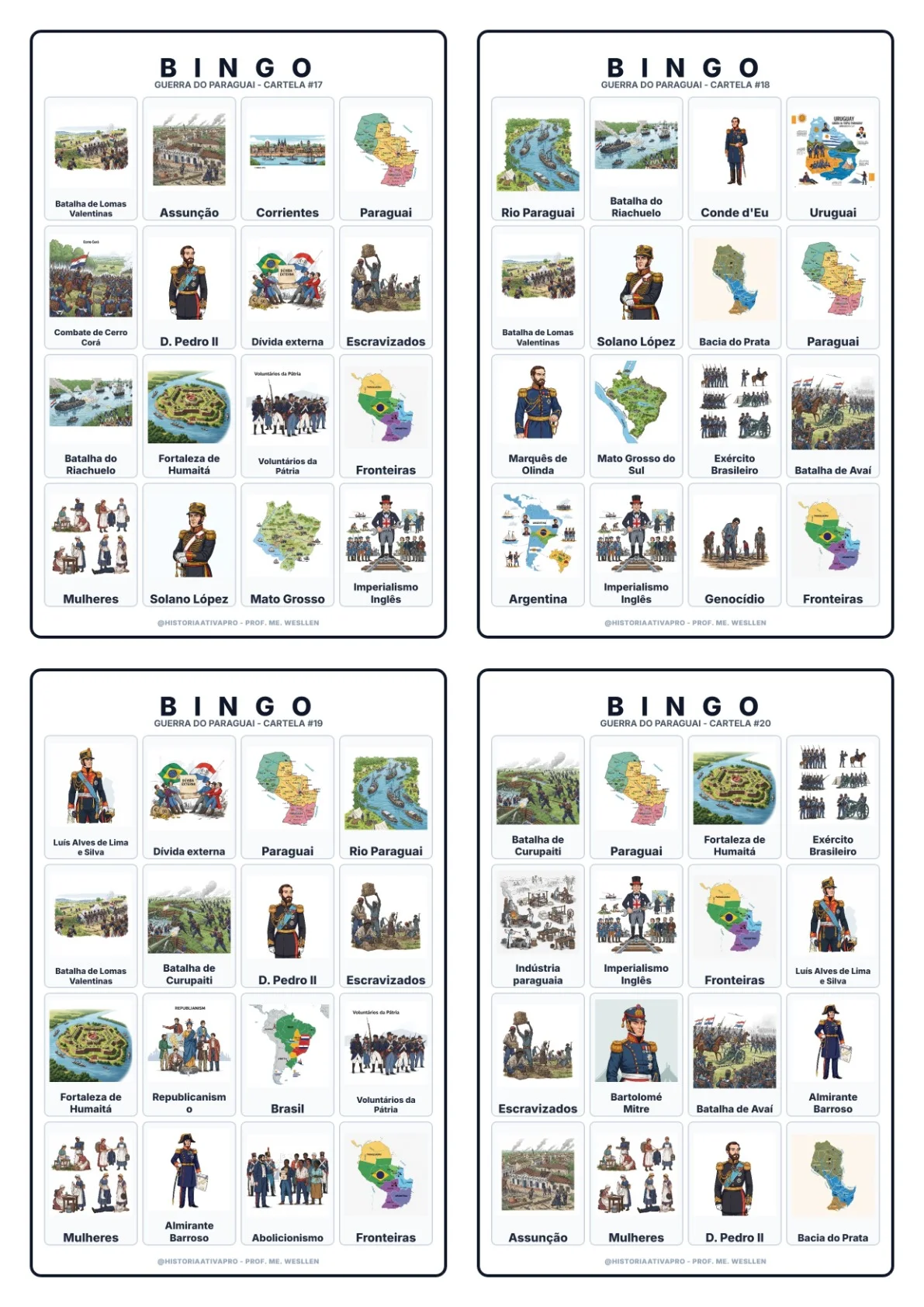 Bingo de História: Guerra do Paraguai - 8º Ano — amostra 5: Jogo de Bingo sobre a Guerra do Paraguai (1864–1870) e a… Bingo de História: Guerra do Paraguai - 8º Ano — amostra 5: Jogo de Bingo sobre a Guerra do Paraguai (1864–1870) e a…