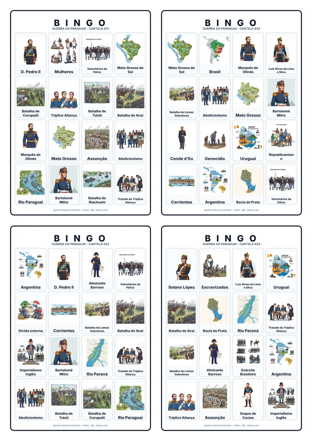 Bingo de História: Guerra do Paraguai - 8º Ano — amostra 6: Jogo de Bingo sobre a Guerra do Paraguai (1864–1870) e a… Bingo de História: Guerra do Paraguai - 8º Ano — amostra 6: Jogo de Bingo sobre a Guerra do Paraguai (1864–1870) e a…