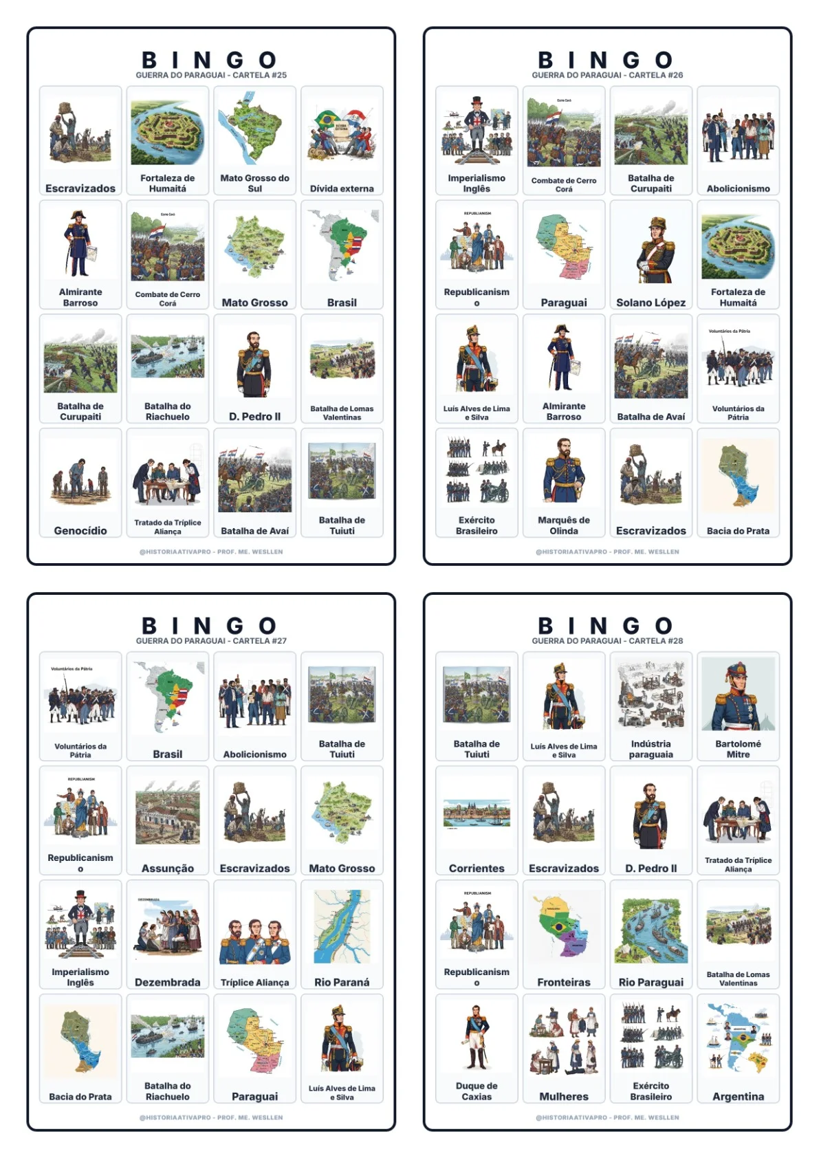 Bingo de História: Guerra do Paraguai - 8º Ano — amostra 7: Jogo de Bingo sobre a Guerra do Paraguai (1864–1870) e a… Bingo de História: Guerra do Paraguai - 8º Ano — amostra 7: Jogo de Bingo sobre a Guerra do Paraguai (1864–1870) e a…