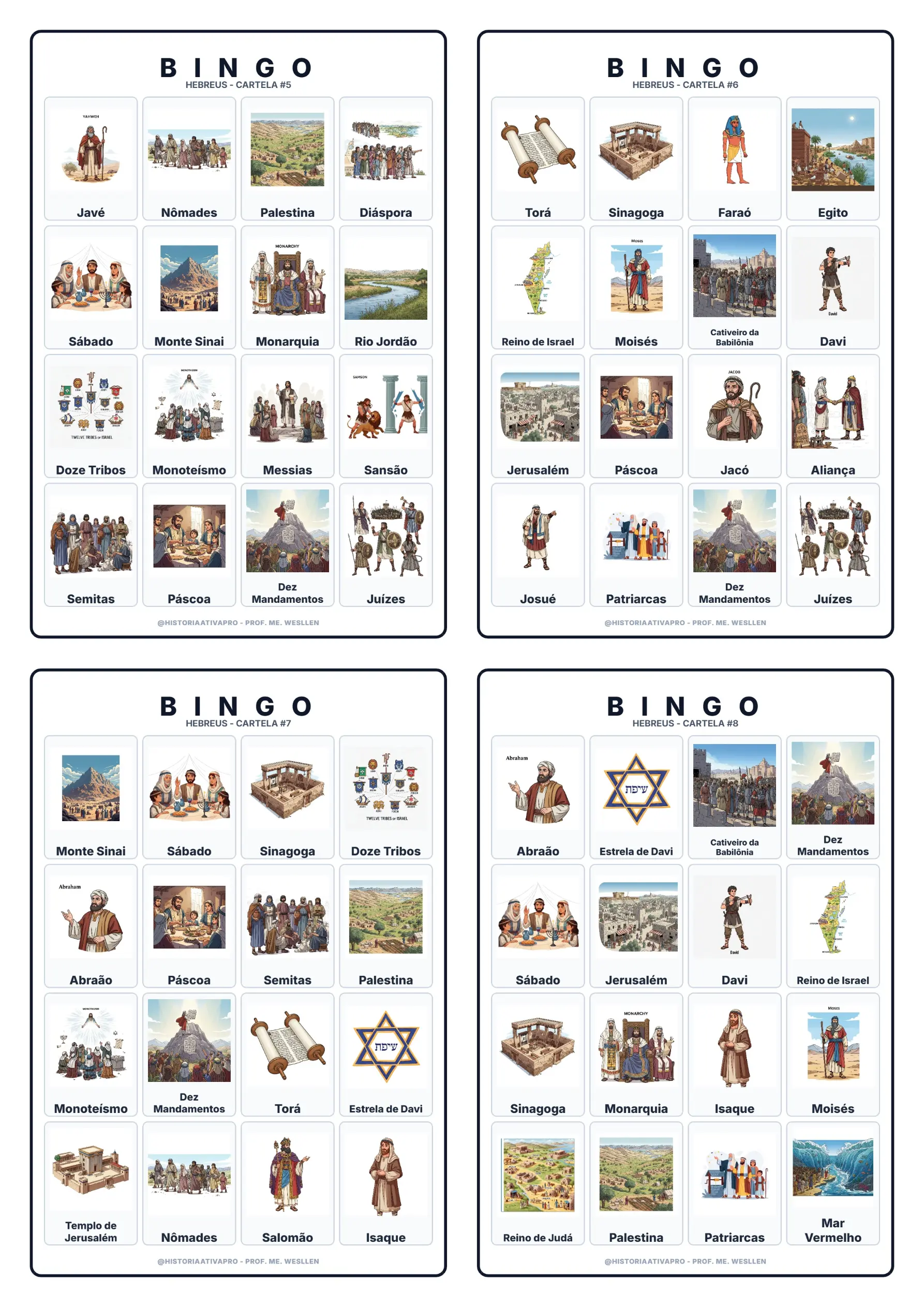 Bingo de História: Hebreus e Monoteísmo - 6º Ano — amostra 4: Jogo de Bingo sobre os Hebreus, patriarcas e o monoteísmo Bingo de História: Hebreus e Monoteísmo - 6º Ano — amostra 4: Jogo de Bingo sobre os Hebreus, patriarcas e o monoteísmo