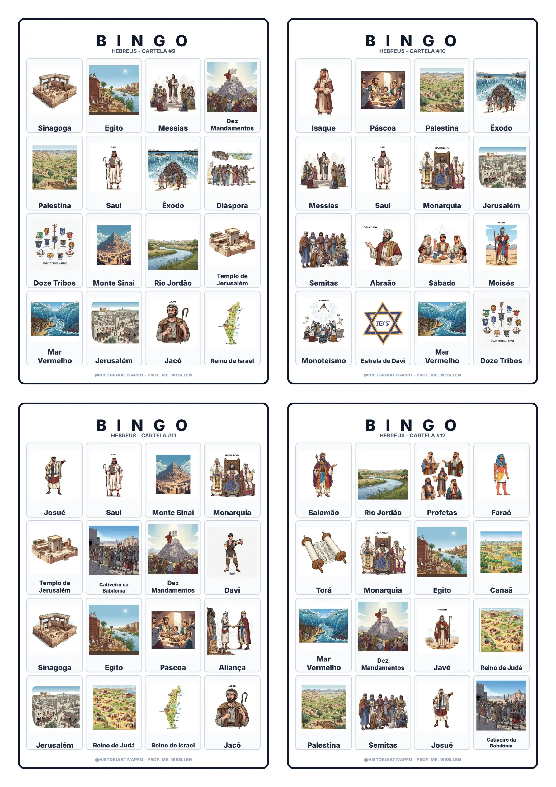Bingo de História: Hebreus e Monoteísmo - 6º Ano — amostra 5: Jogo de Bingo sobre os Hebreus, patriarcas e o monoteísmo Bingo de História: Hebreus e Monoteísmo - 6º Ano — amostra 5: Jogo de Bingo sobre os Hebreus, patriarcas e o monoteísmo