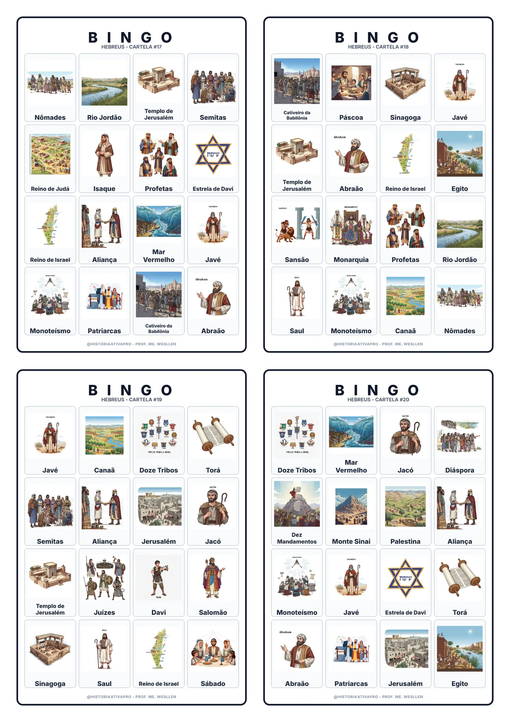 Bingo de História: Hebreus e Monoteísmo - 6º Ano — amostra 7: Jogo de Bingo sobre os Hebreus, patriarcas e o monoteísmo Bingo de História: Hebreus e Monoteísmo - 6º Ano — amostra 7: Jogo de Bingo sobre os Hebreus, patriarcas e o monoteísmo