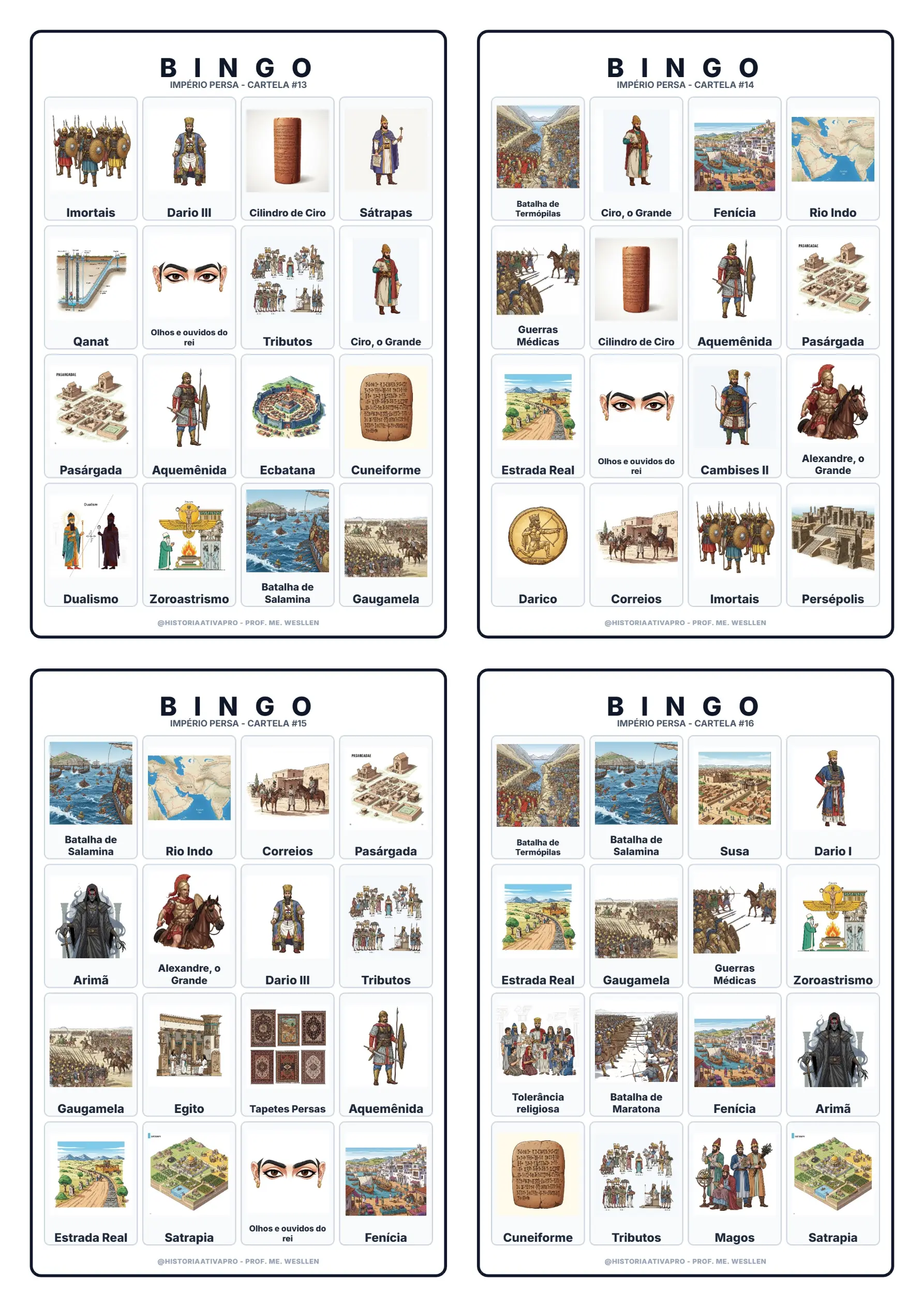 Bingo de História: Império Persa - 6º Ano — amostra 2: Jogo de Bingo sobre o Império Persa, Ciro e Dario Bingo de História: Império Persa - 6º Ano — amostra 2: Jogo de Bingo sobre o Império Persa, Ciro e Dario