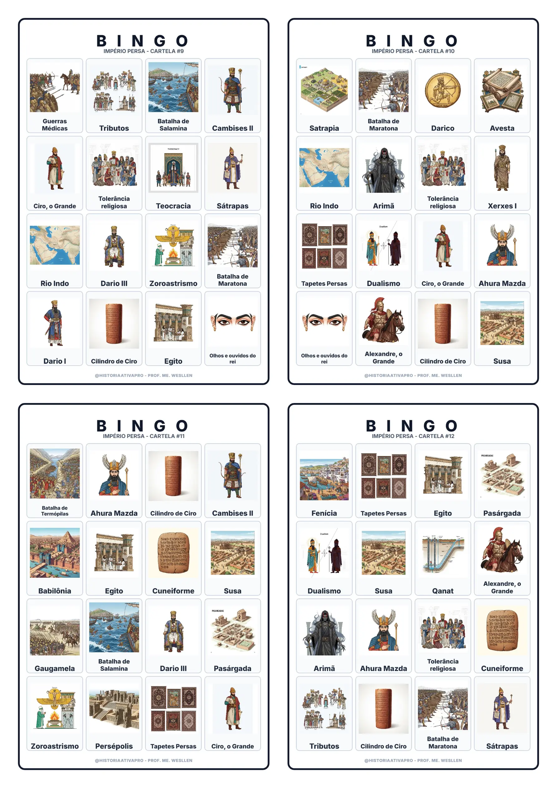 Bingo de História: Império Persa - 6º Ano — amostra 3: Jogo de Bingo sobre o Império Persa, Ciro e Dario Bingo de História: Império Persa - 6º Ano — amostra 3: Jogo de Bingo sobre o Império Persa, Ciro e Dario