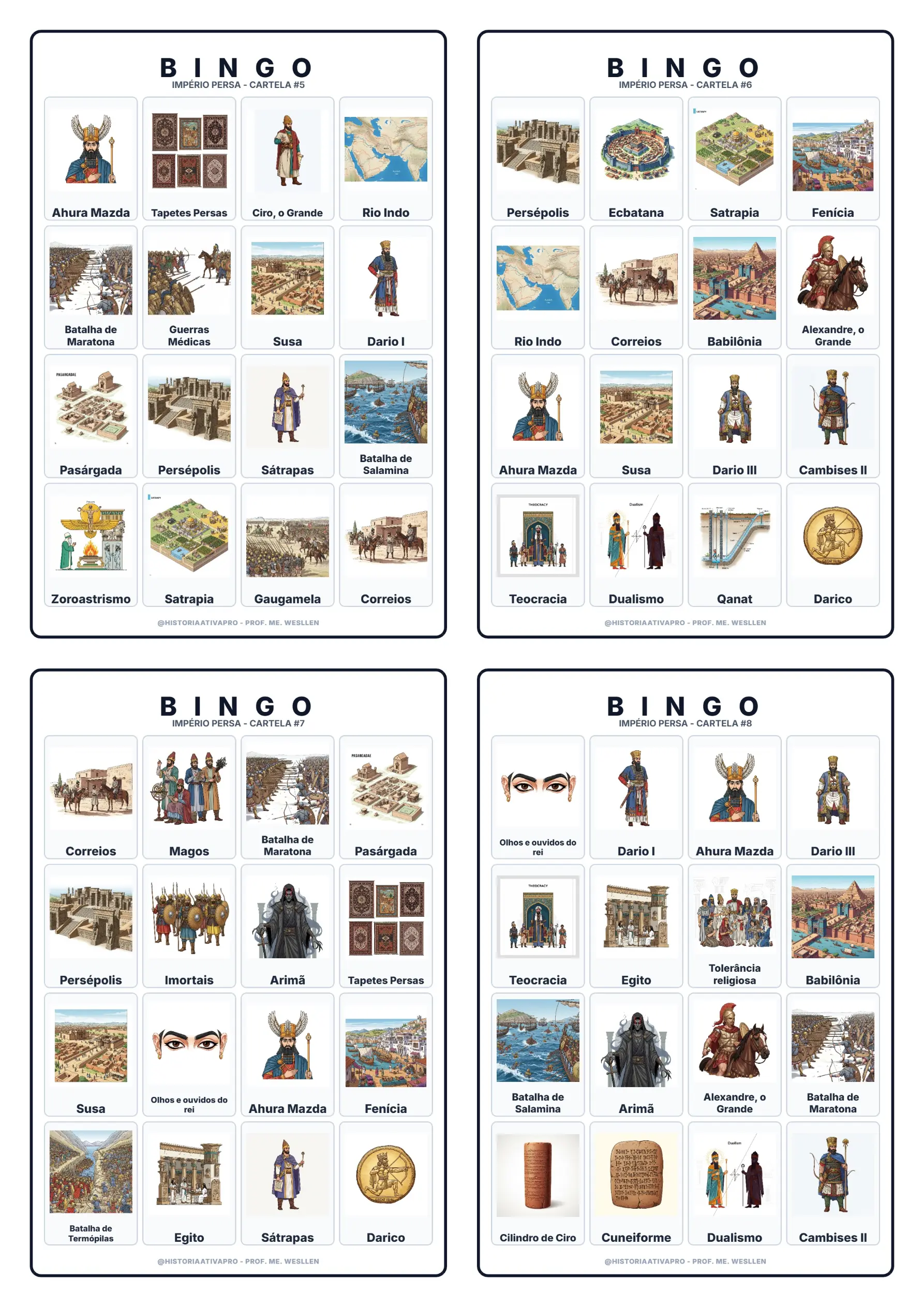 Bingo de História: Império Persa - 6º Ano — amostra 4: Jogo de Bingo sobre o Império Persa, Ciro e Dario Bingo de História: Império Persa - 6º Ano — amostra 4: Jogo de Bingo sobre o Império Persa, Ciro e Dario