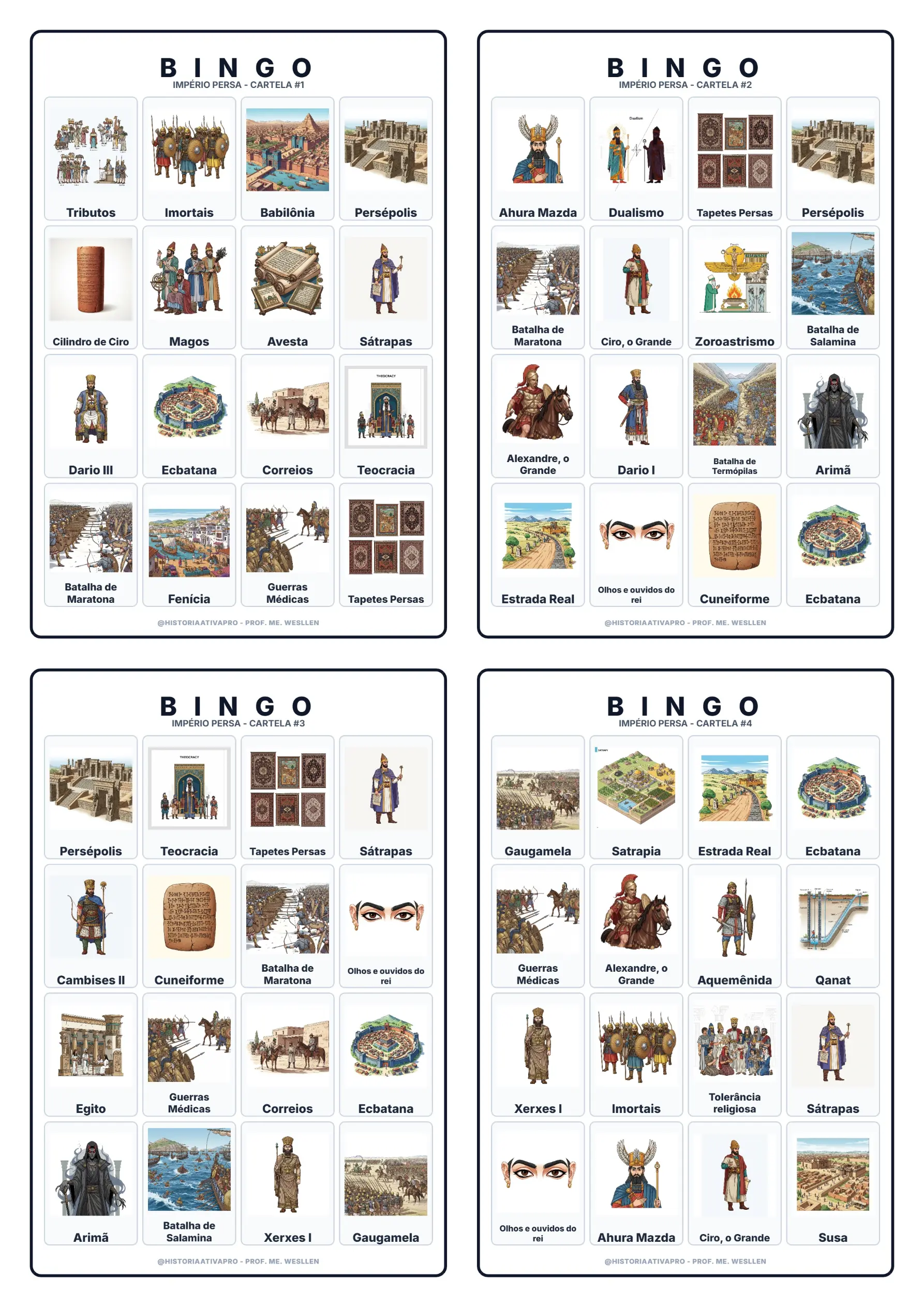 Bingo de História: Império Persa - 6º Ano — amostra 5: Jogo de Bingo sobre o Império Persa, Ciro e Dario Bingo de História: Império Persa - 6º Ano — amostra 5: Jogo de Bingo sobre o Império Persa, Ciro e Dario