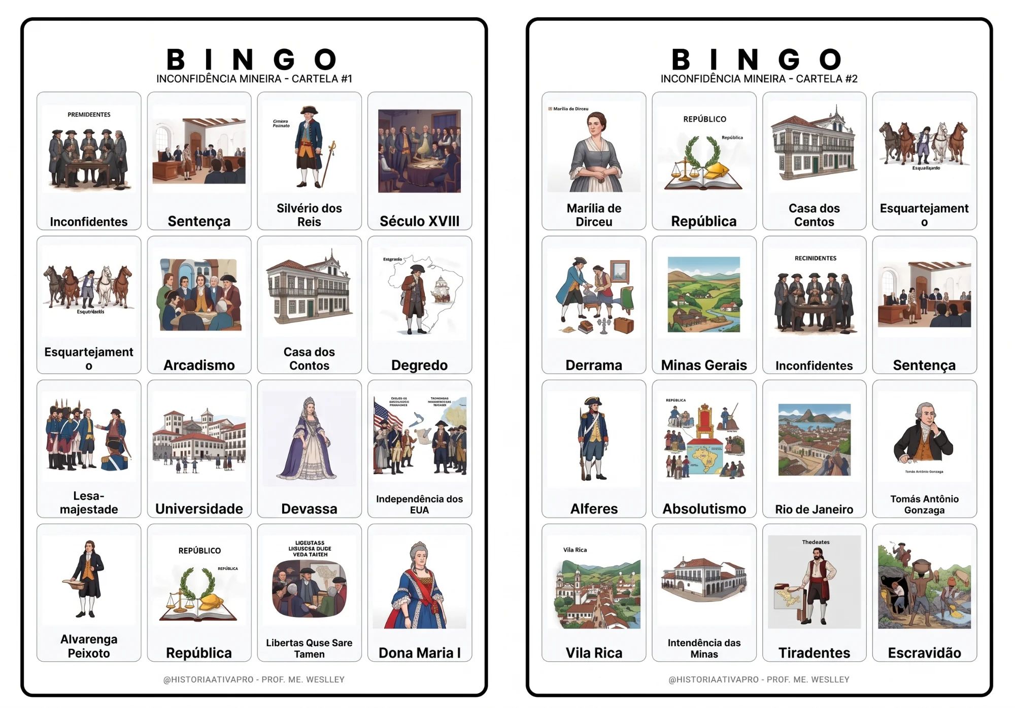 Bingo de História: Inconfidência Mineira - 7º Ano — capa do material
