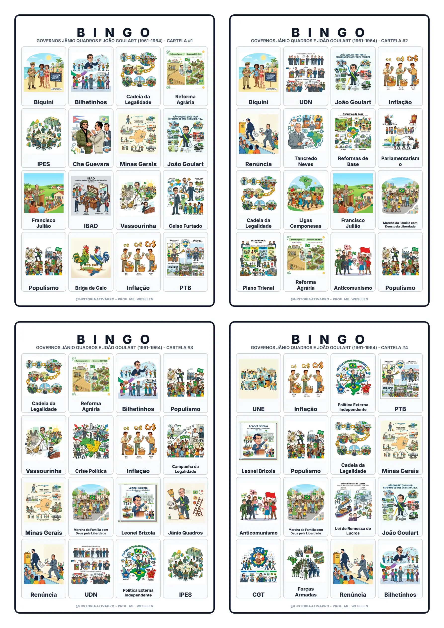 Bingo de História: Jânio Quadros e Jango - 9º Ano — capa do material