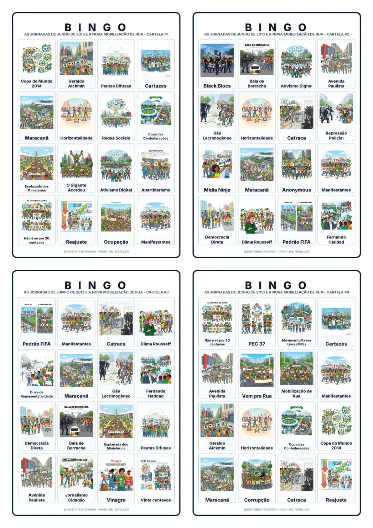 Bingo de História: Jornadas de Junho de 2013 - 9º Ano — capa do material